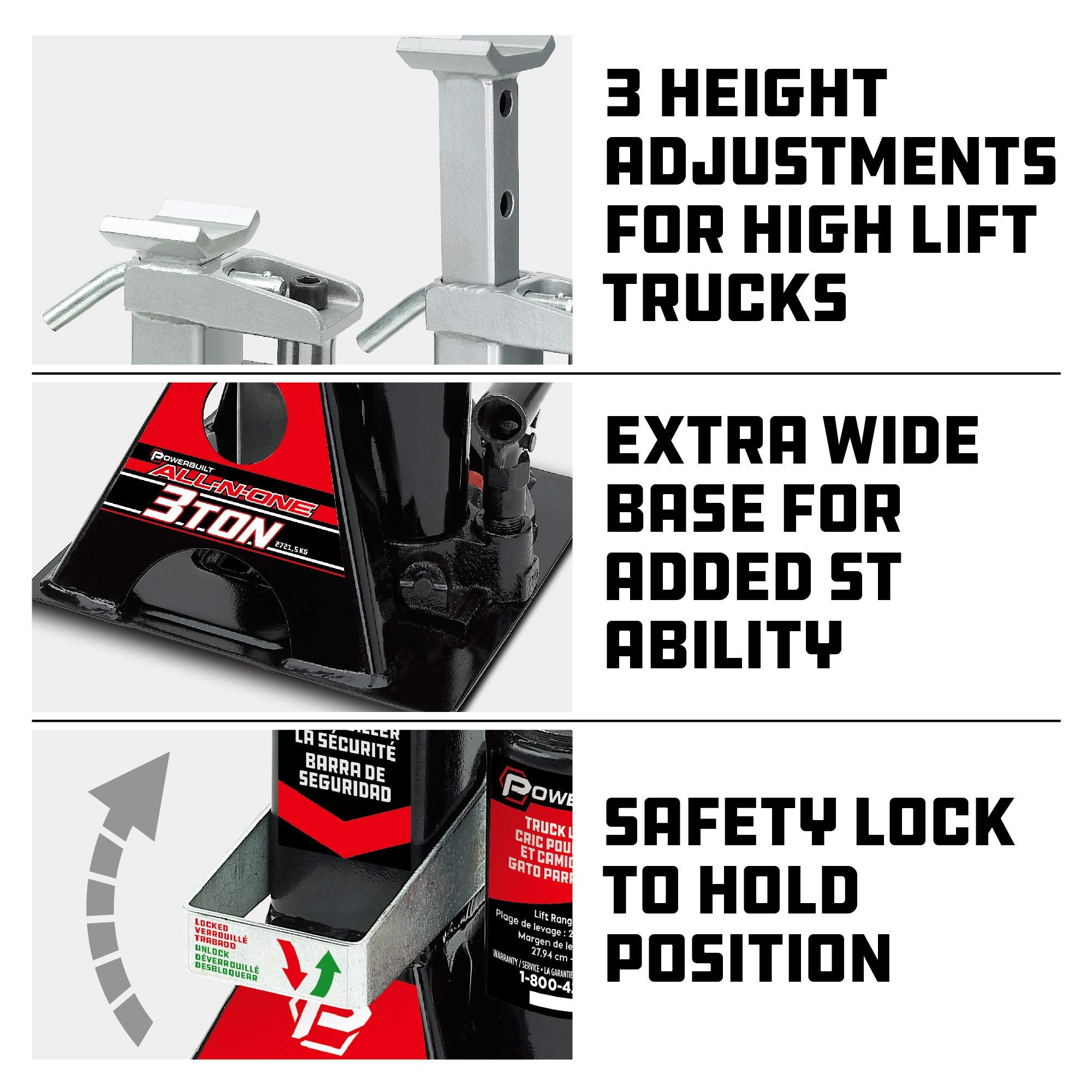 3 Ton Powerbuilt Bottle Jack with Jack Stands & Unijack Pinch Weld Saddle Adapter - All-in-One Car Lift for Vehicle Frame Protection | Ideal for Auto Repair, Tire Changes & Emergency Roadside Assistance