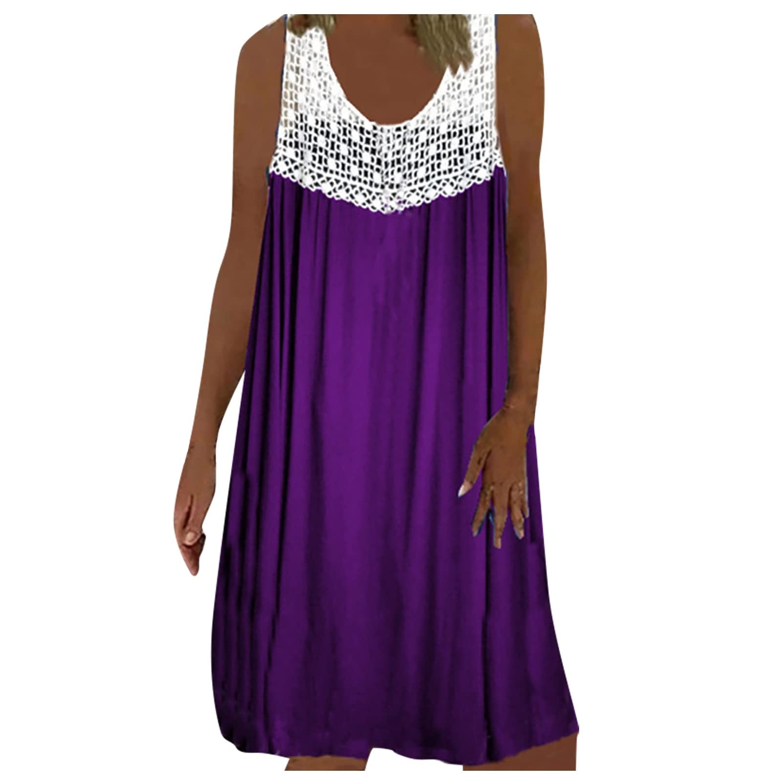 VIVIYY Women's Soft Tunic Dress - Sleeveless Polyester Scoop Neck Mini Dress with Sequin Details | Perfect for Casual Wear, Summer Outfits & Prom Parties