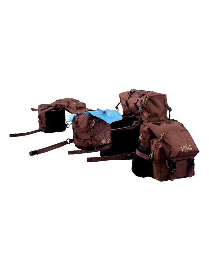 Tucker Adventurer Saddle Bag Set - Genuine Leather Horse Riding Accessories for Western & English Equestrian - Perfect for Trail Rides, Shows & Ranch Work (Brown)