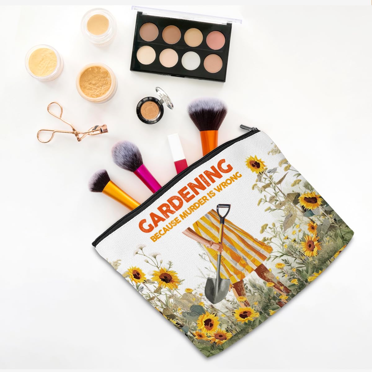 Funny Sunflower Cosmetic Bag - Gardening Gifts for Women, Plant Lovers, Sister, Mom, Grandma & Friends - Perfect for Graduation, Birthday & Everyday Use in Garden or Home