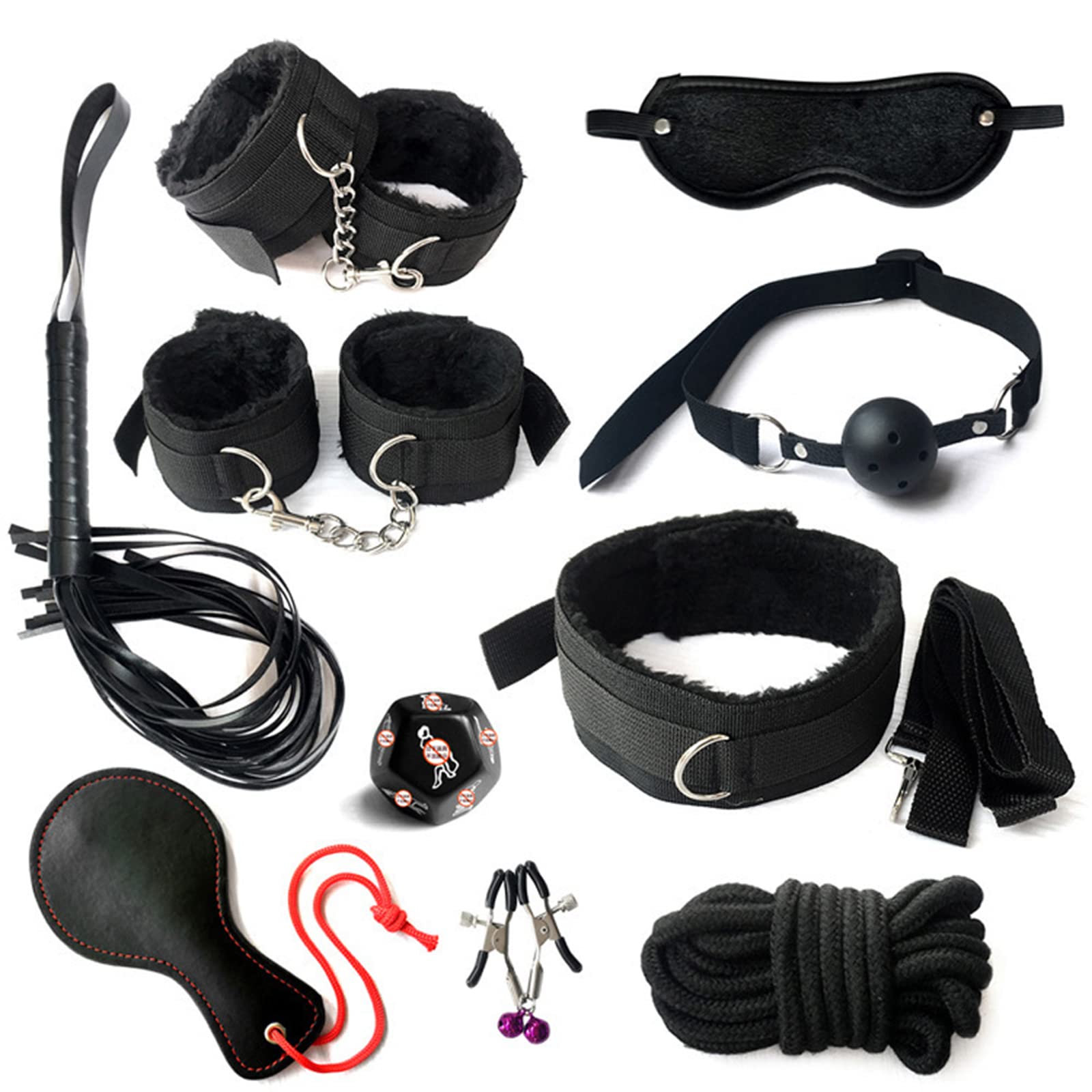 35-Piece BDSM Bondage Kit for Couples - Extreme Sex Toy Set with Handcuffs, Whip, Nipple Clamps, Gag & Anal Plugs - Beginner & Advanced Bondage Gear for Spicing Up Your Bedroom (#1, Black) - Perfect for Roleplay, BDSM Exploration & Couples' Intimate Adventures