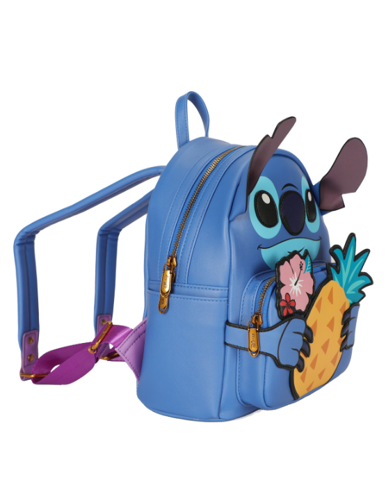 Stitch DIS338 Deluxe Mini Backpack Pineapple Purple - Cute Small Backpack for Women Girls, Perfect for School, Travel & Everyday Use