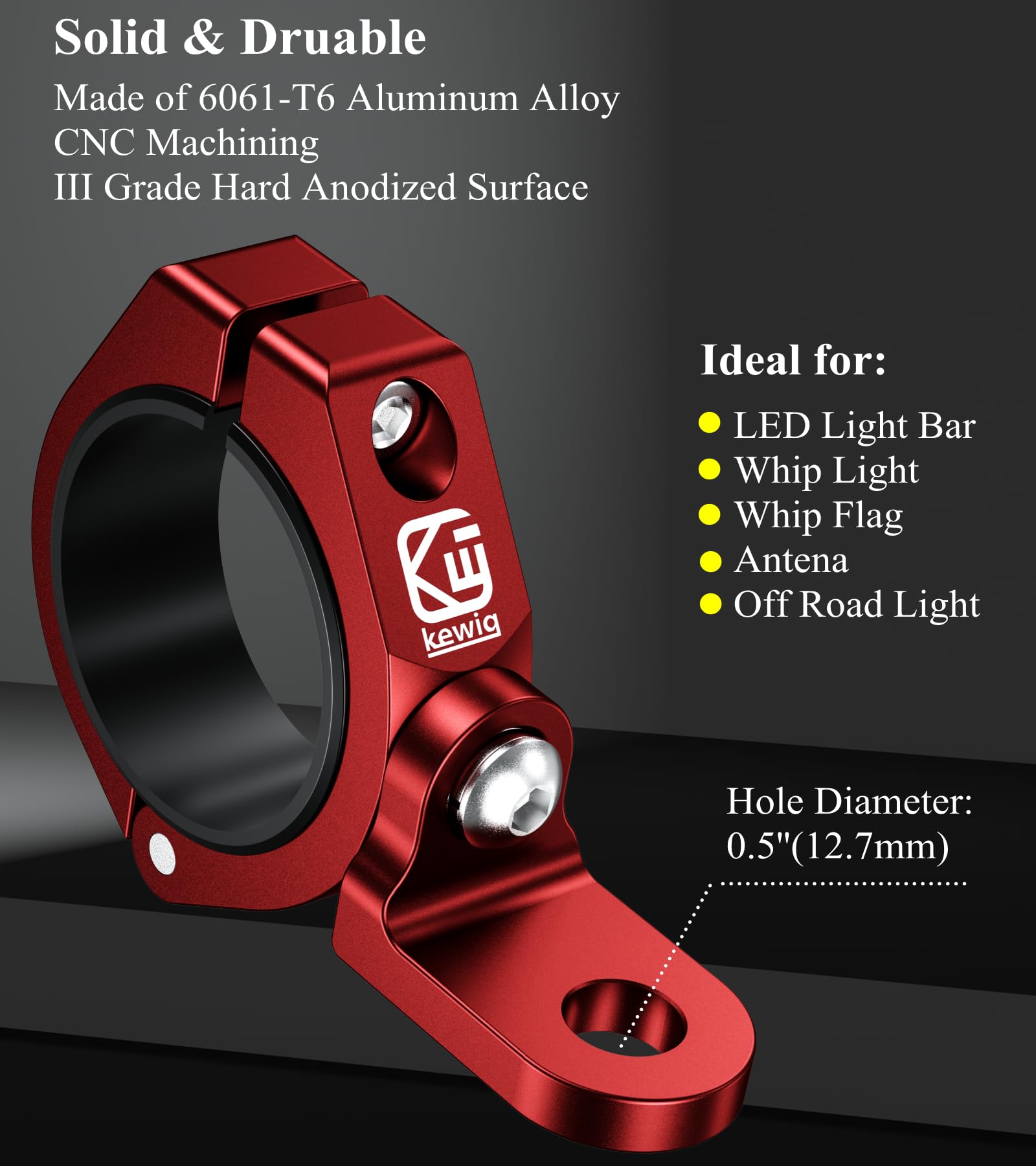 BRCOVAN 2-Pack Heavy Duty UTV Whip Light Mounts - Solid Aluminum Alloy Roll Cage Clamp for 1.5