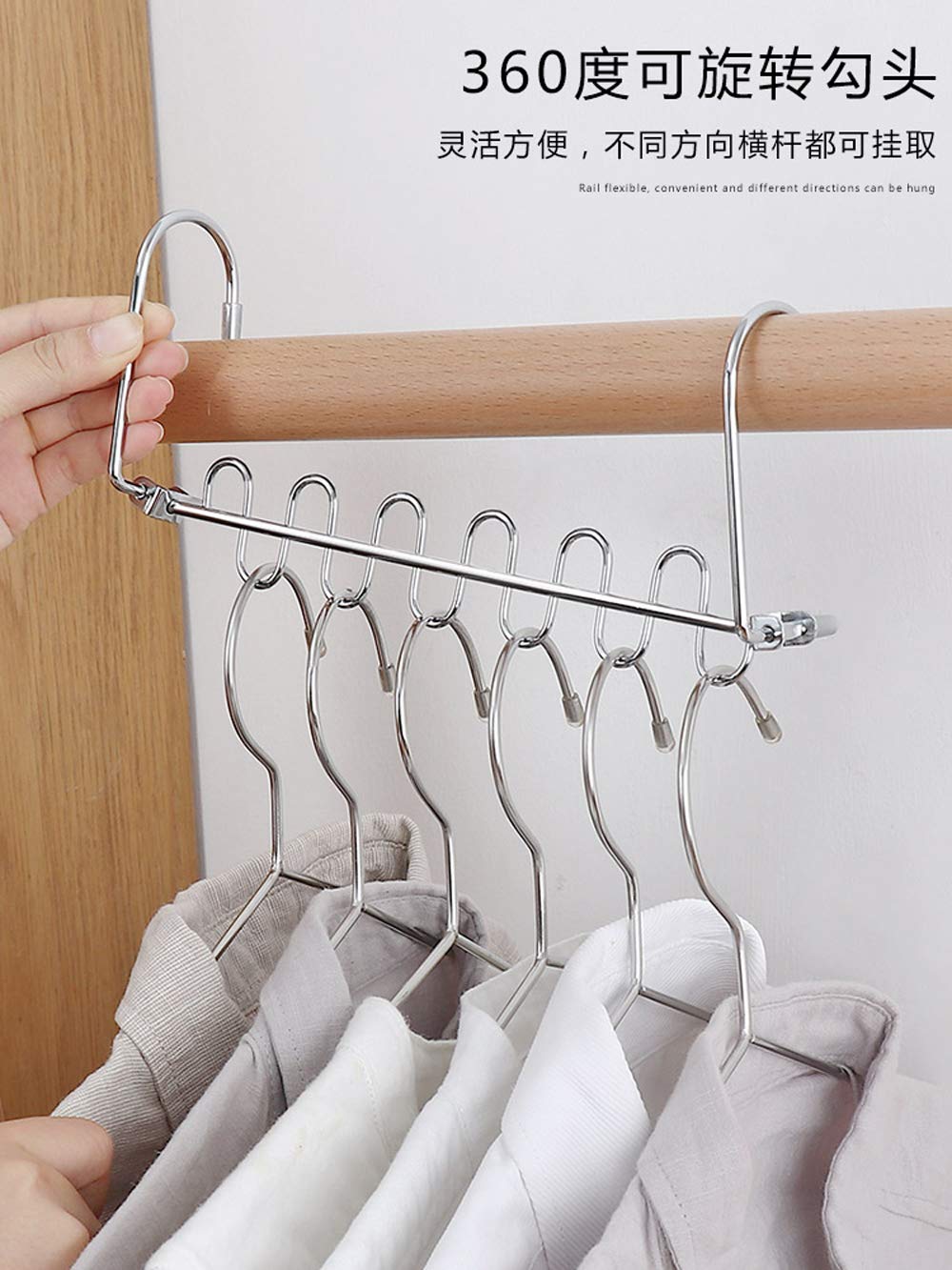 Stainless Steel Hanging Clothes Hanger Organizer - Space Saving Wardrobe Storage Rack for Closet, Laundry Room & Dorm - Perfect for Drying Clothes & Organizing Hangers