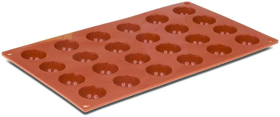Non-Stick Orange 24-Cavity Mini Hemisphere Silicone Mold for Baking, Candy, Chocolate, Ice Cubes - Perfect for Desserts, Party Treats & DIY Crafts