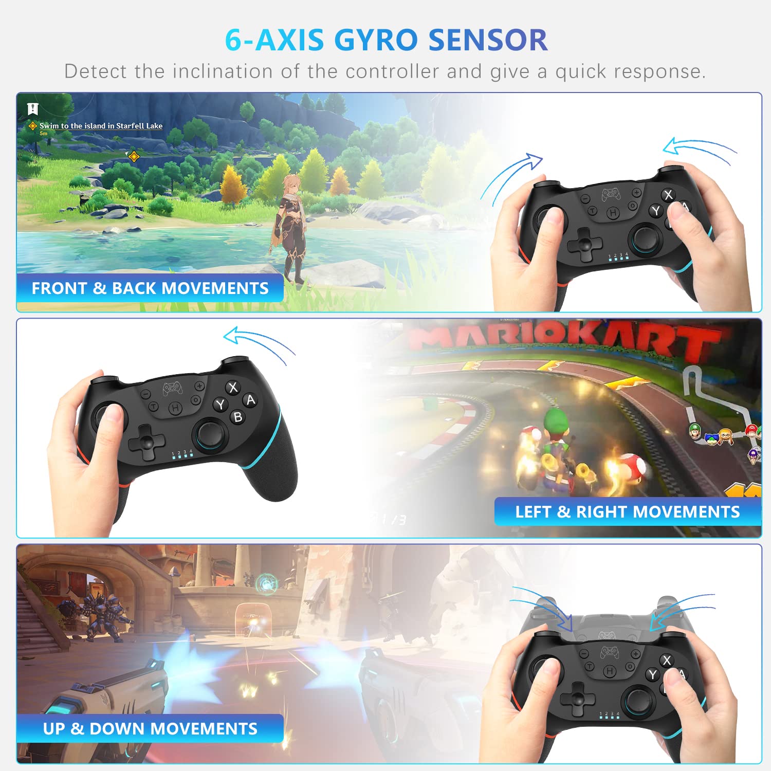 Wireless Switch Pro Controller for Nintendo - Upgraded Programmable Gamepad for Gaming