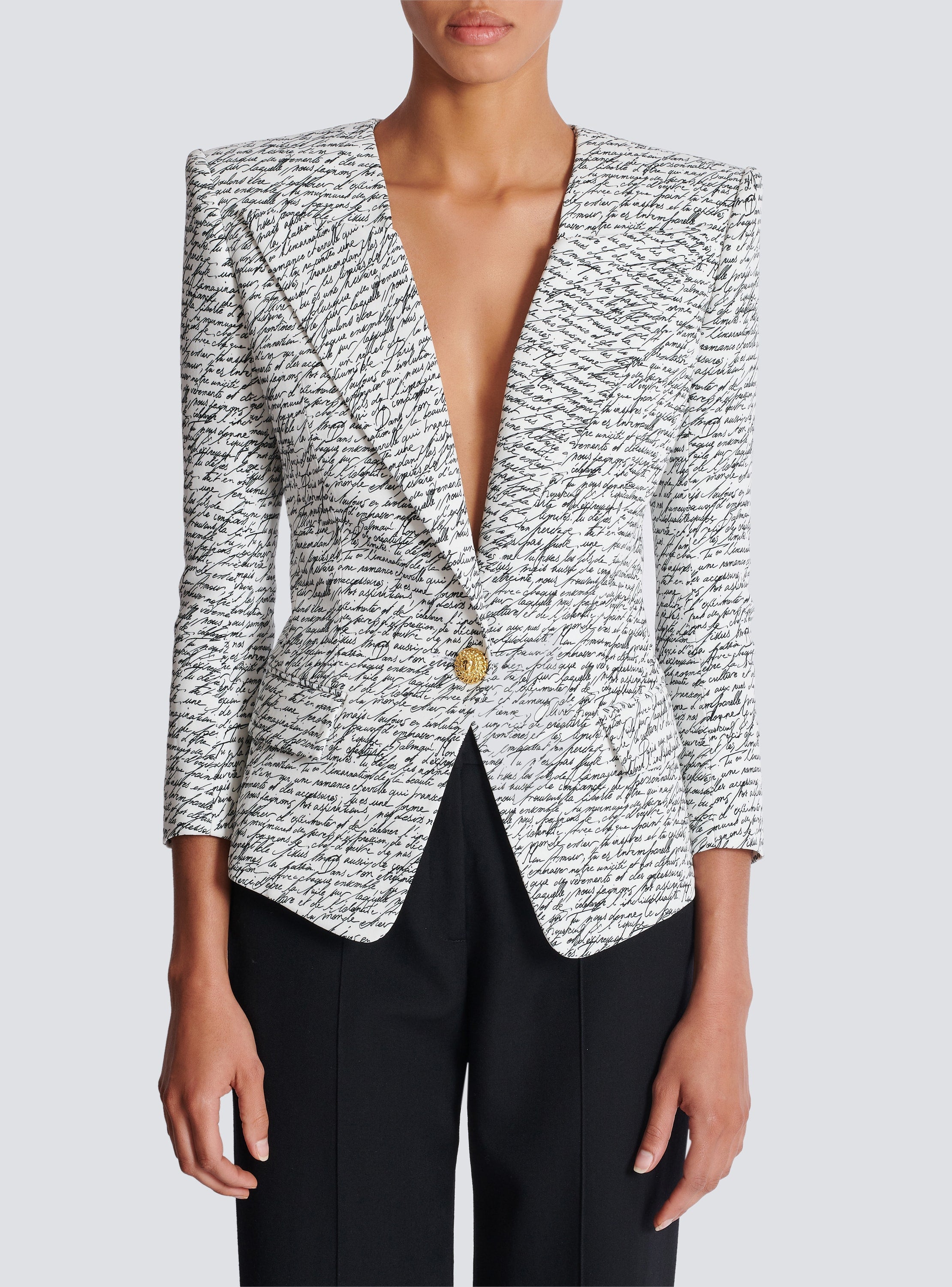 Stylish White Alphabet Pattern Single Button Jacket for Men & Women - Perfect for Casual Outings and Streetwear Fashion