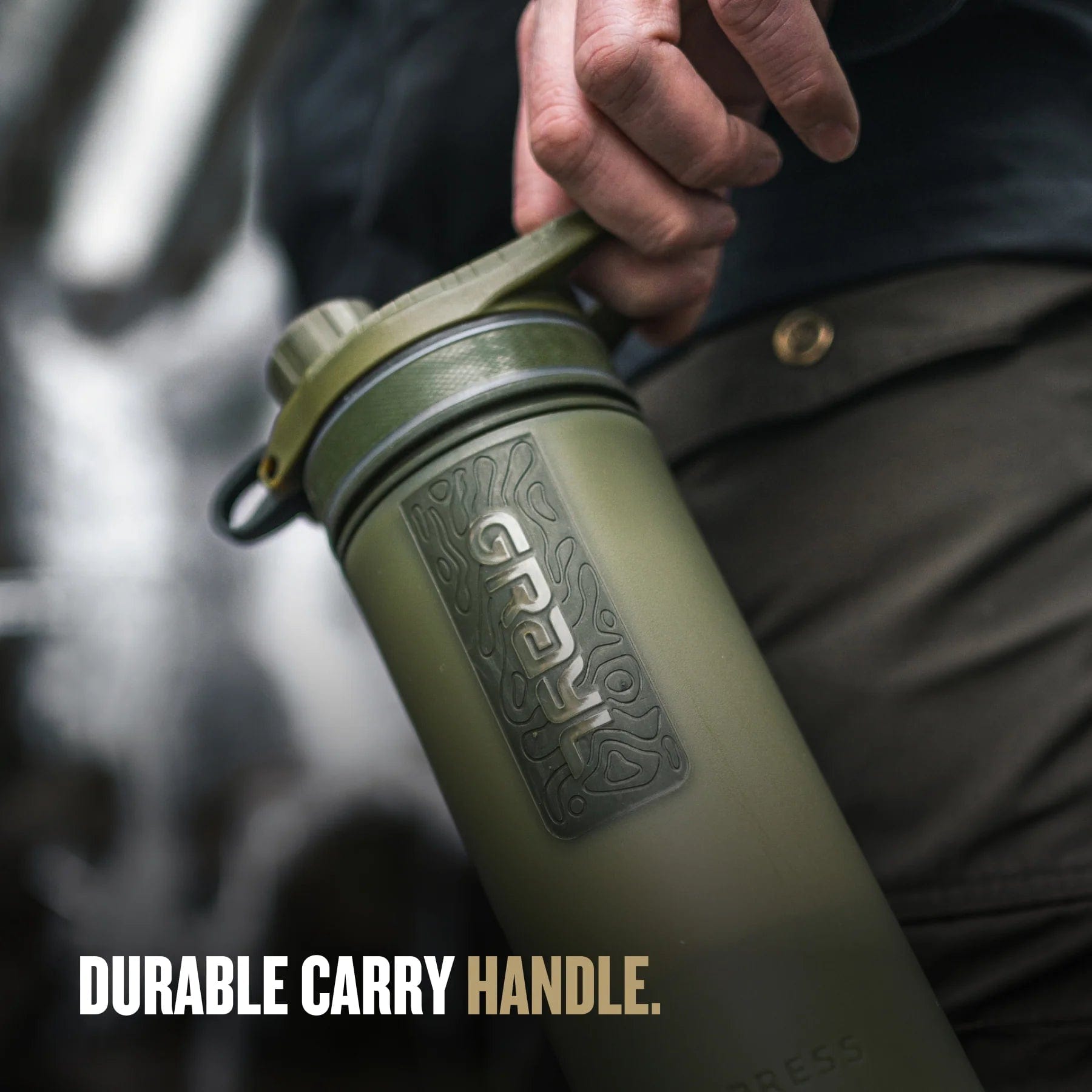 GRAYL GeoPress 24oz Water Purifier Bottle - Portable Filtration System for Travel, Hiking & Emergency Preparedness
