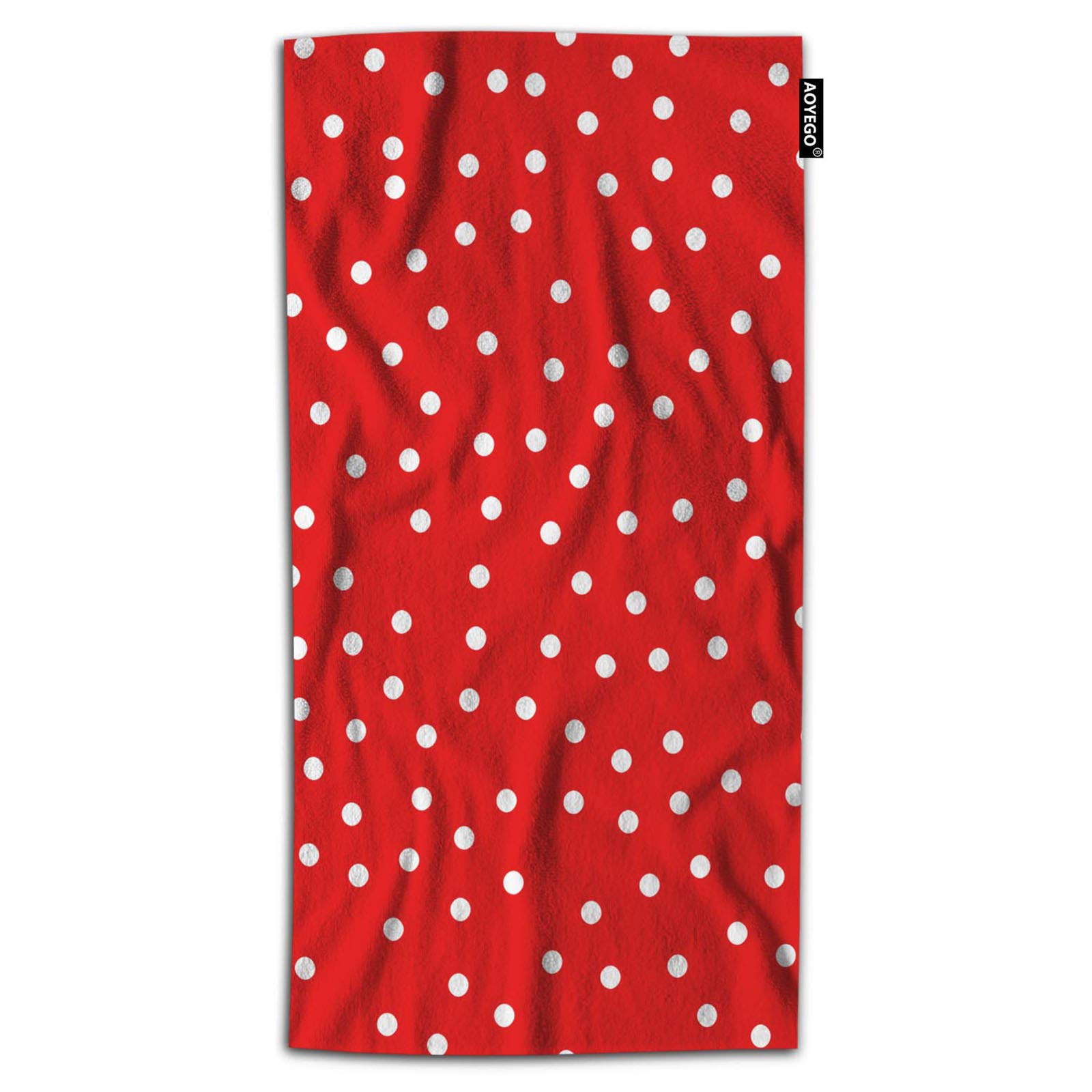 AOYEGO 32x64 Inch Soft Microfiber Bath Towel - Red with White Polka Dots, Christmas Winter Beach Towel for Women & Men, Hand Towel for Bathroom, Bathtub, Spa & Pool Use