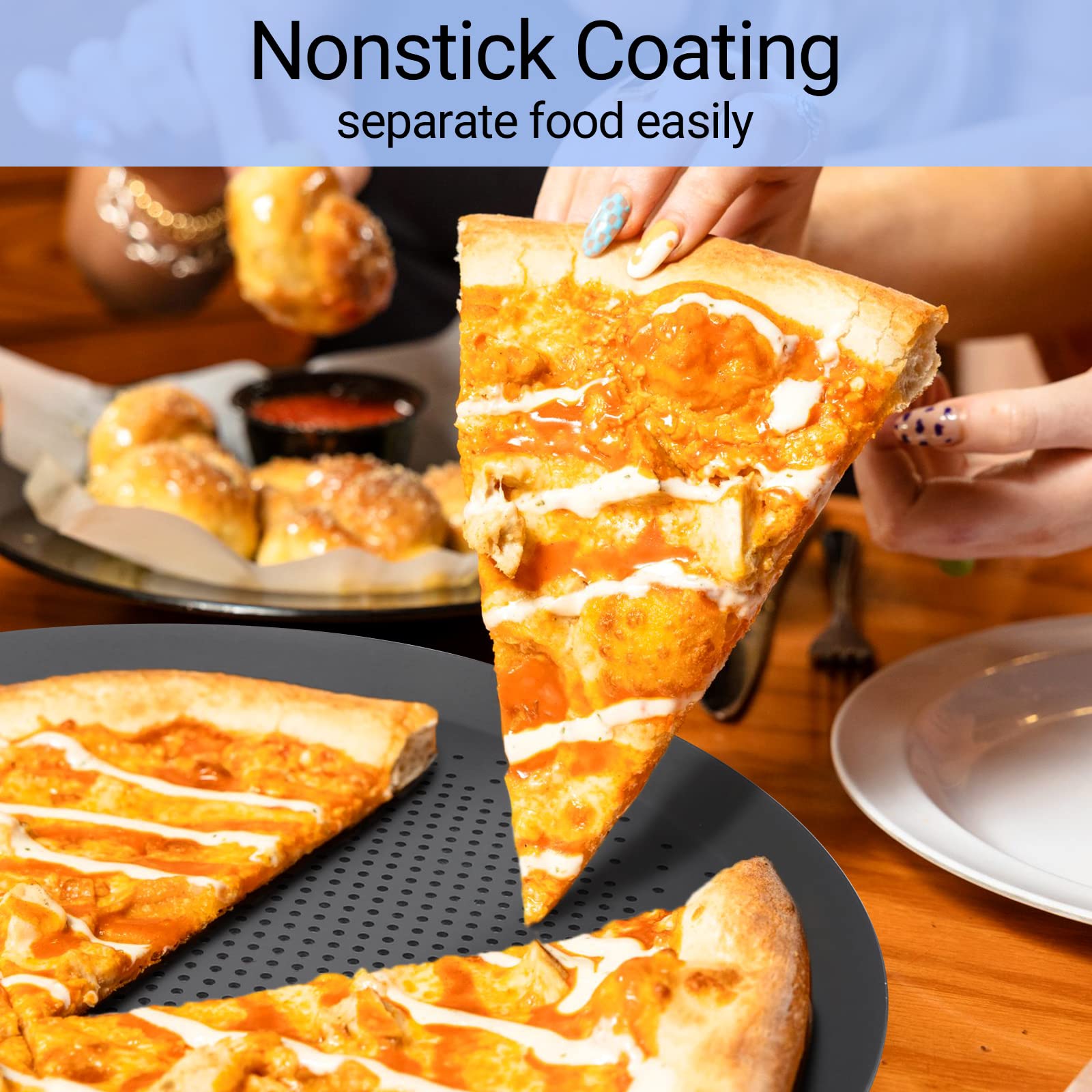 Beasea 14 Inch Perforated Pizza Pan - Heavy Duty Aluminum Alloy Round Pizza Crisper Baking Tray with Holes for Perfect Crust - Ideal for Home, Restaurant & Kitchen Use (Oven, Grill, BBQ)