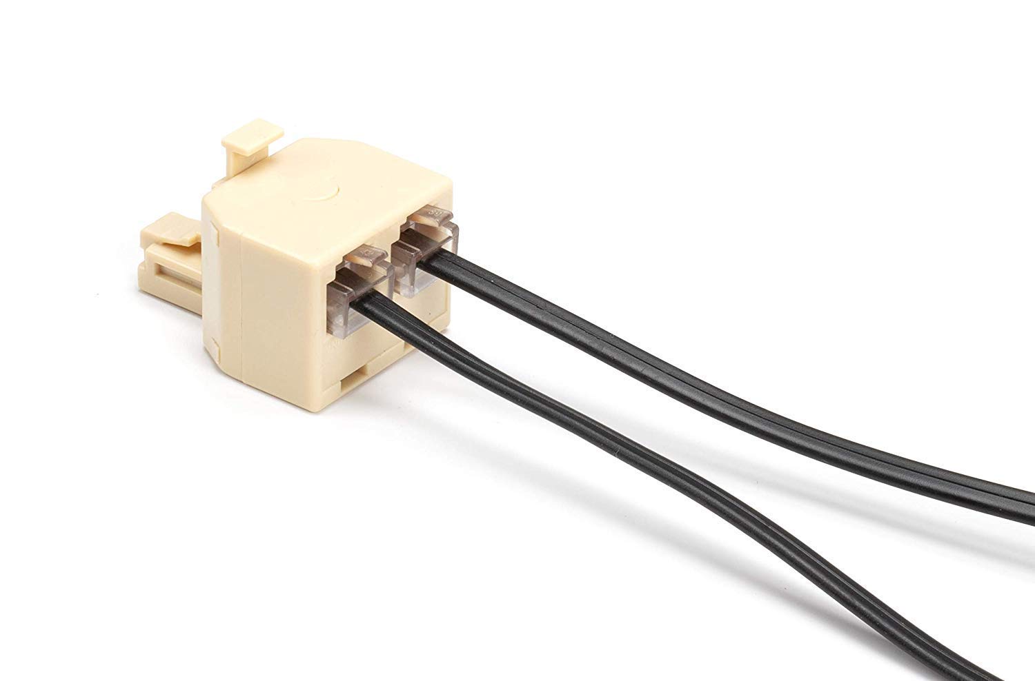 2-Way Duplex RJ11 Phone Jack Splitter Adapter - Ivory (1 Pack) | Connect 2 Phone Lines to 1 Wall Outlet | Ideal for Home & Office Landline Phones