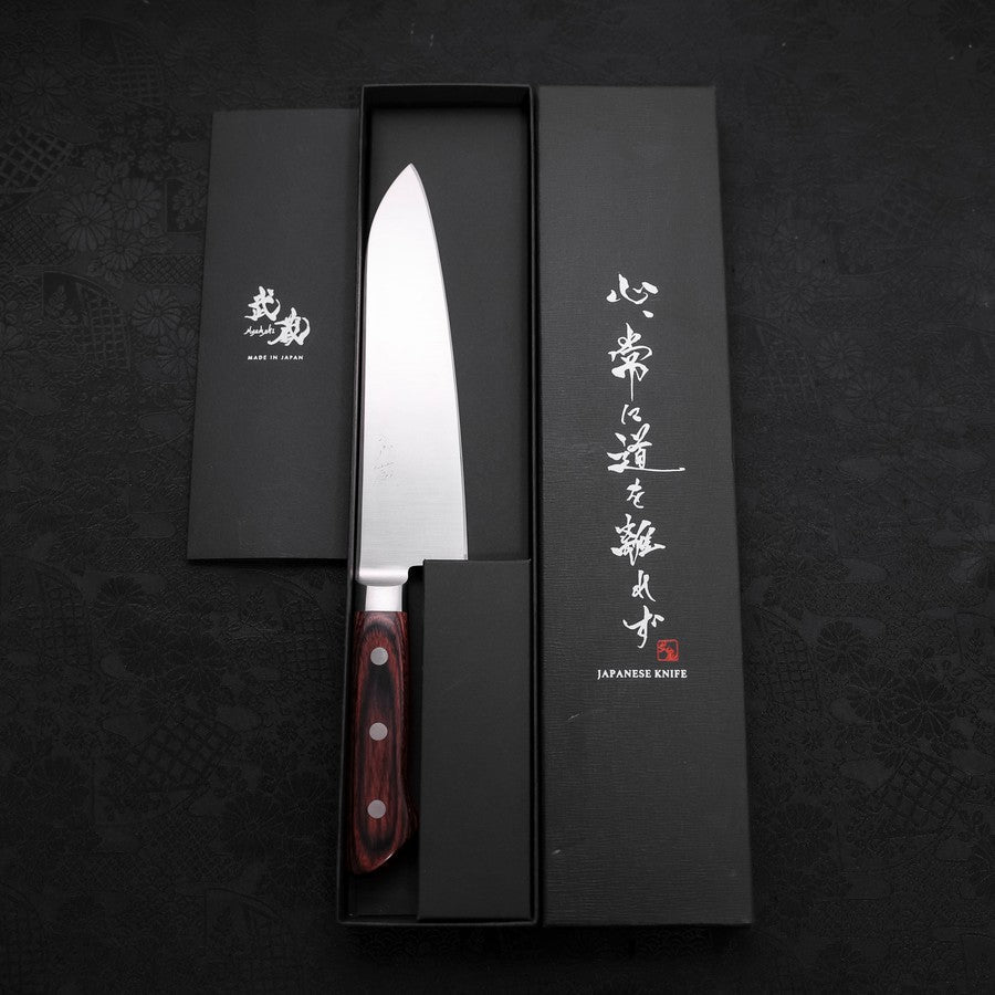 Premium Santoku Knife 180mm - Molybdenum Steel Blade with Polished Western Mahogany Handle - Perfect for Slicing, Dicing & Chopping Vegetables, Meat & Fish