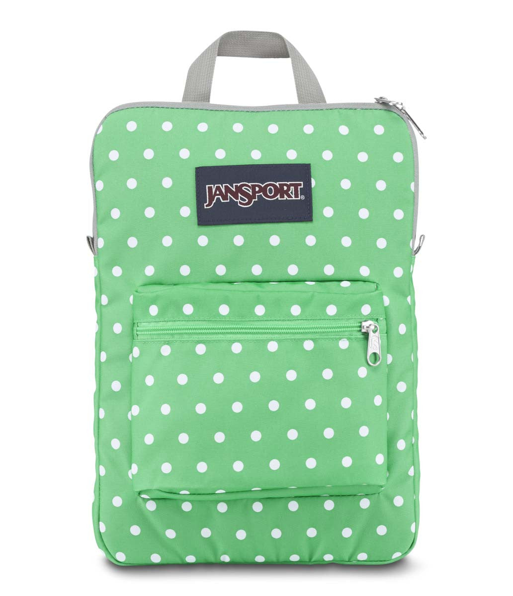 JanSport SuperBreak Backpack with Laptop Sleeve - Lightweight School & Travel Backpack for Students & Professionals - Seafoam Green with White Dots Design - Perfect for College, Work & Everyday Use