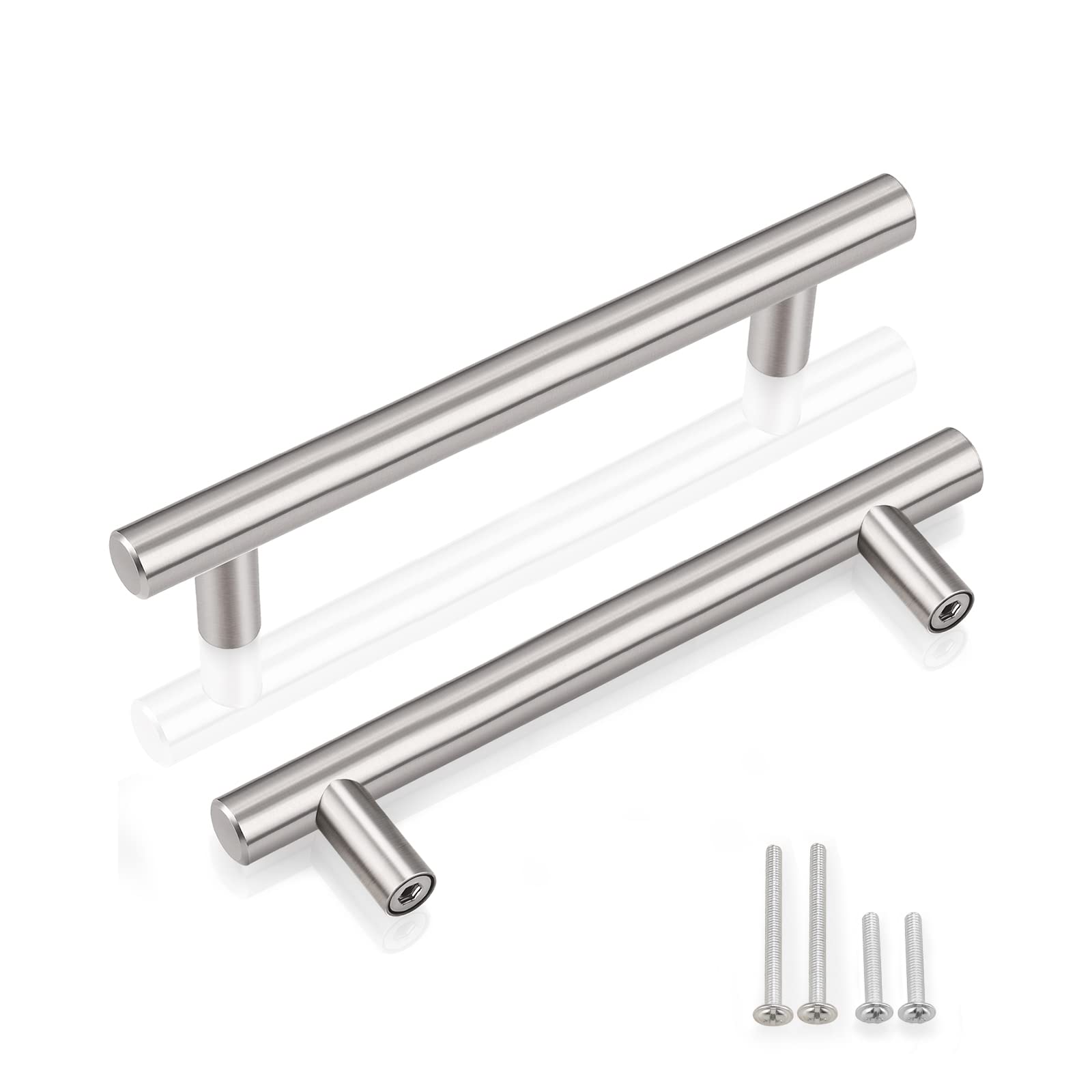 Brushed Nickel Cabinet Pulls 4 Inch - 12 Pack for Kitchen & Dresser