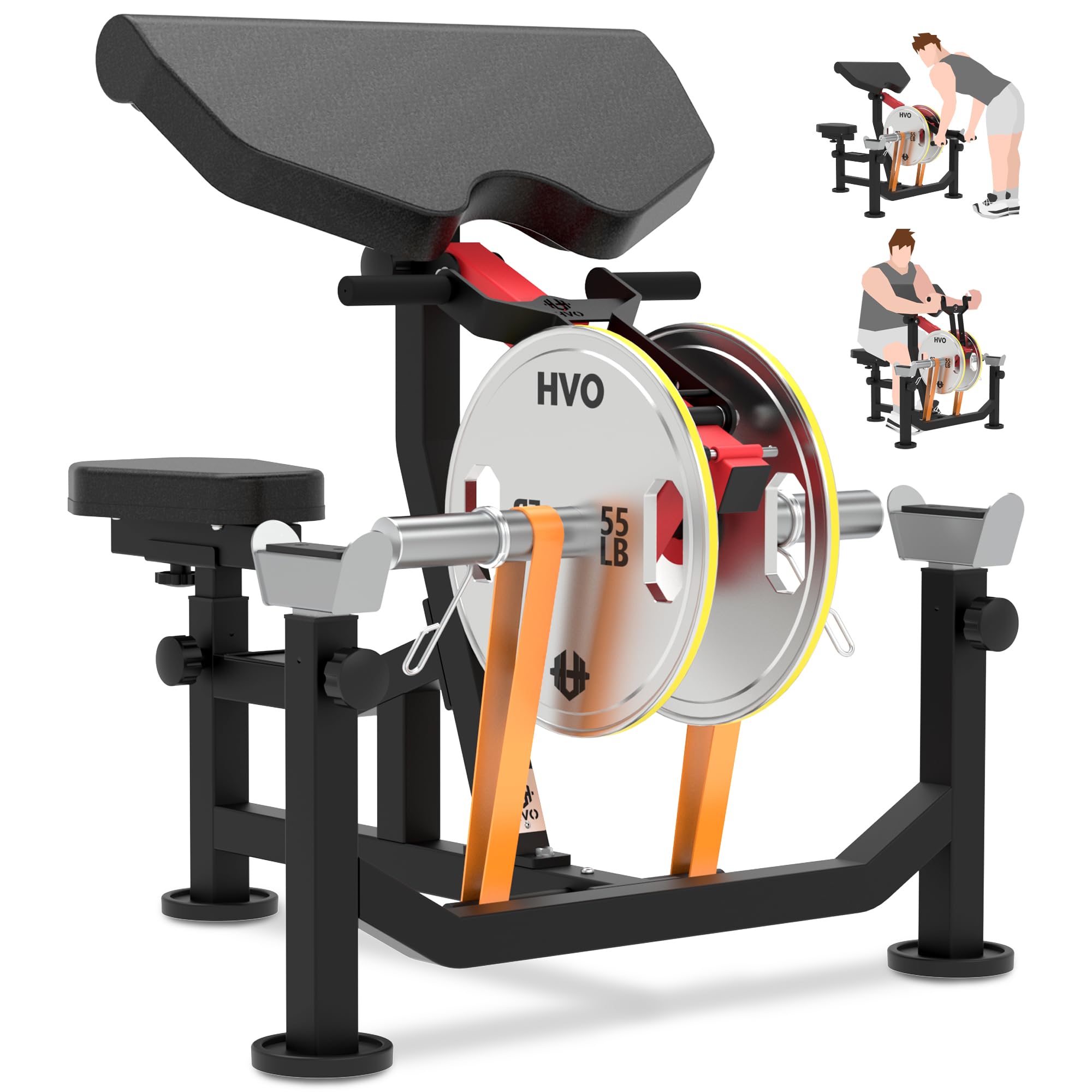 Preacher Curl Bench Bicep Machine - 3-in-1 Arm Workout Equipment for Biceps & Triceps with Barbell & Dumbbell Attachments, Adjustable Home Gym Station with Comfortable Bar Pad - Perfect for Home Workouts & Strength Training