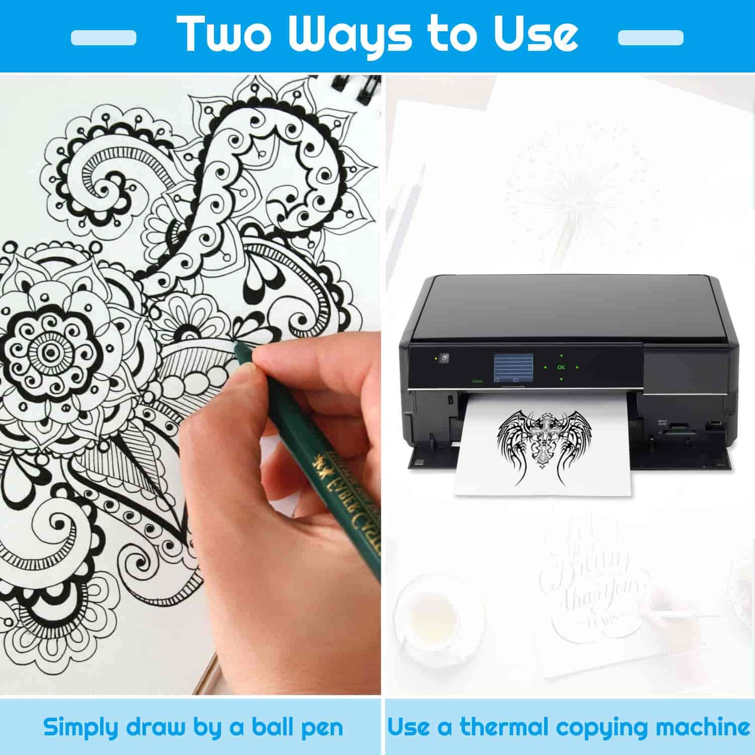 Premium Tattoo Transfer Paper - Cridoz 20 Sheets A4 Stencil Paper for Professional Tattoo Artists | Ideal for Tattoo Design Transfer, Practice & Permanent Body Art