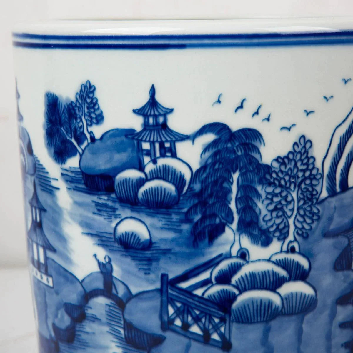 Blue and White Mountain Pagoda Orchid Porcelain Flower Pot - Elegant Hand-Painted Ceramic Planter for Orchids, Home Decor, and Gift Ideas - Perfect for Indoor Plants, Office Decor, and Feng Shui Arrangements