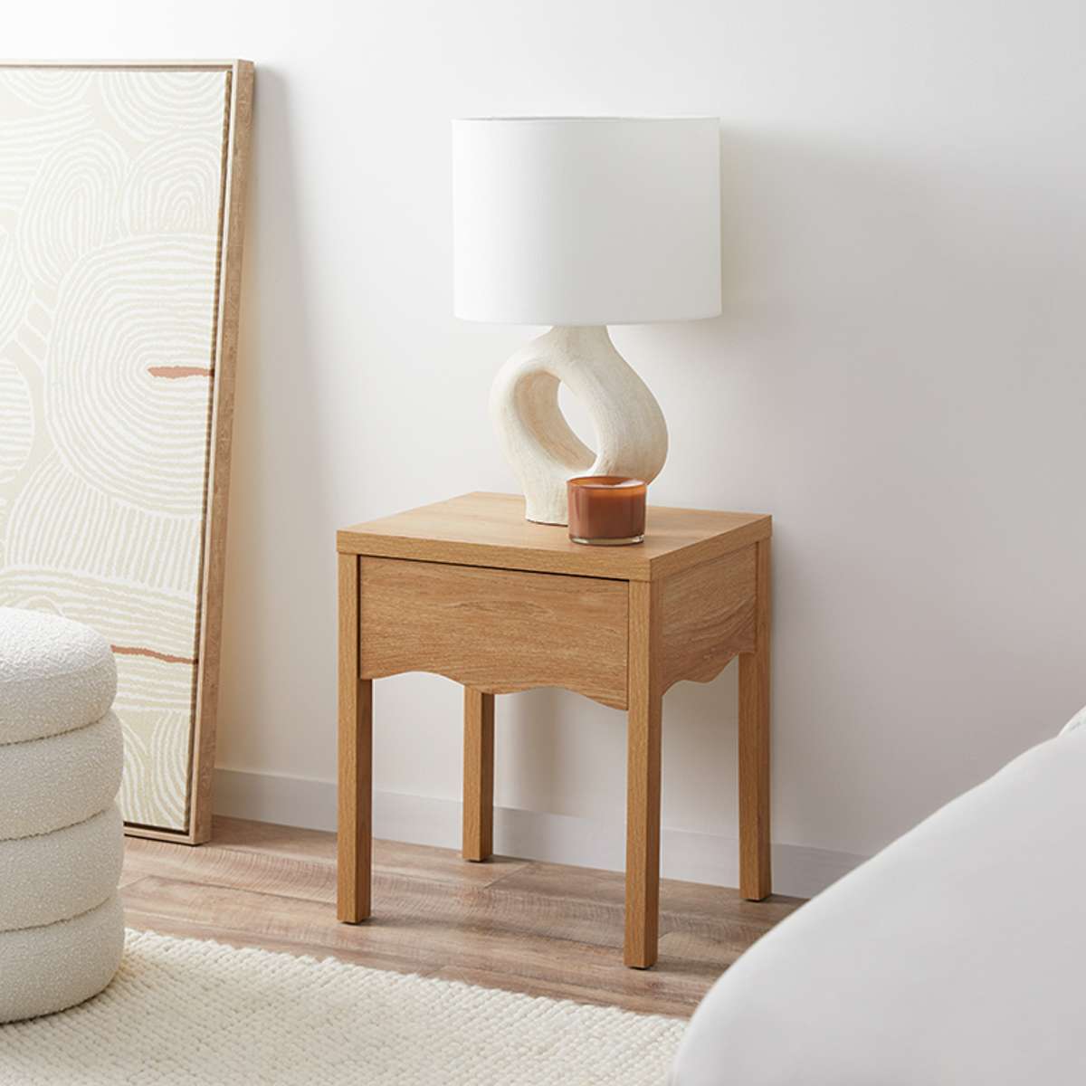 Malena Bedside Table - Natural Wood Nightstand for Bedroom, Living Room & Office - Perfect for Storage & Decor