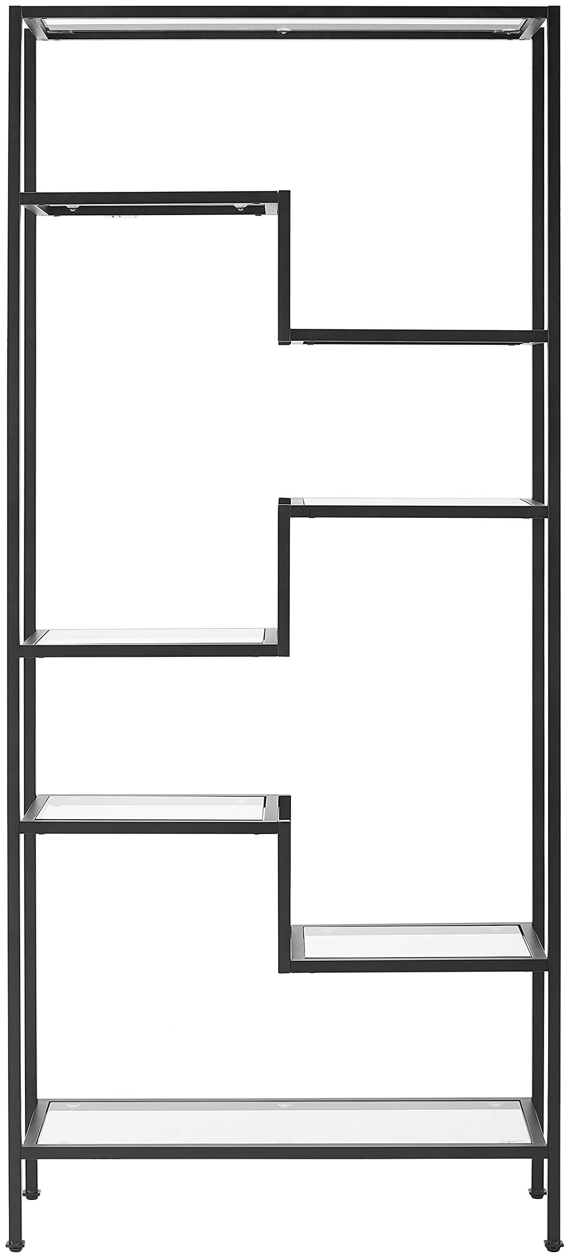 Crosley Furniture Sloane Bookshelf with Glass Shelves - Modern Bookcase Storage Unit in Matte Black for Living Room, Office & Home Decor