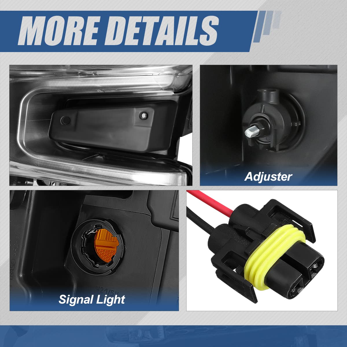 Auto Dynasty Headlights Assembly Replacement for 2019-2024 Chevy Silverado 1500 WT/LTD/Custom/Custom Trail Boss - Black Housing with Amber Corner (Driver & Passenger Side) | Durable LED Headlamps for Night Driving & Off-Road Adventures