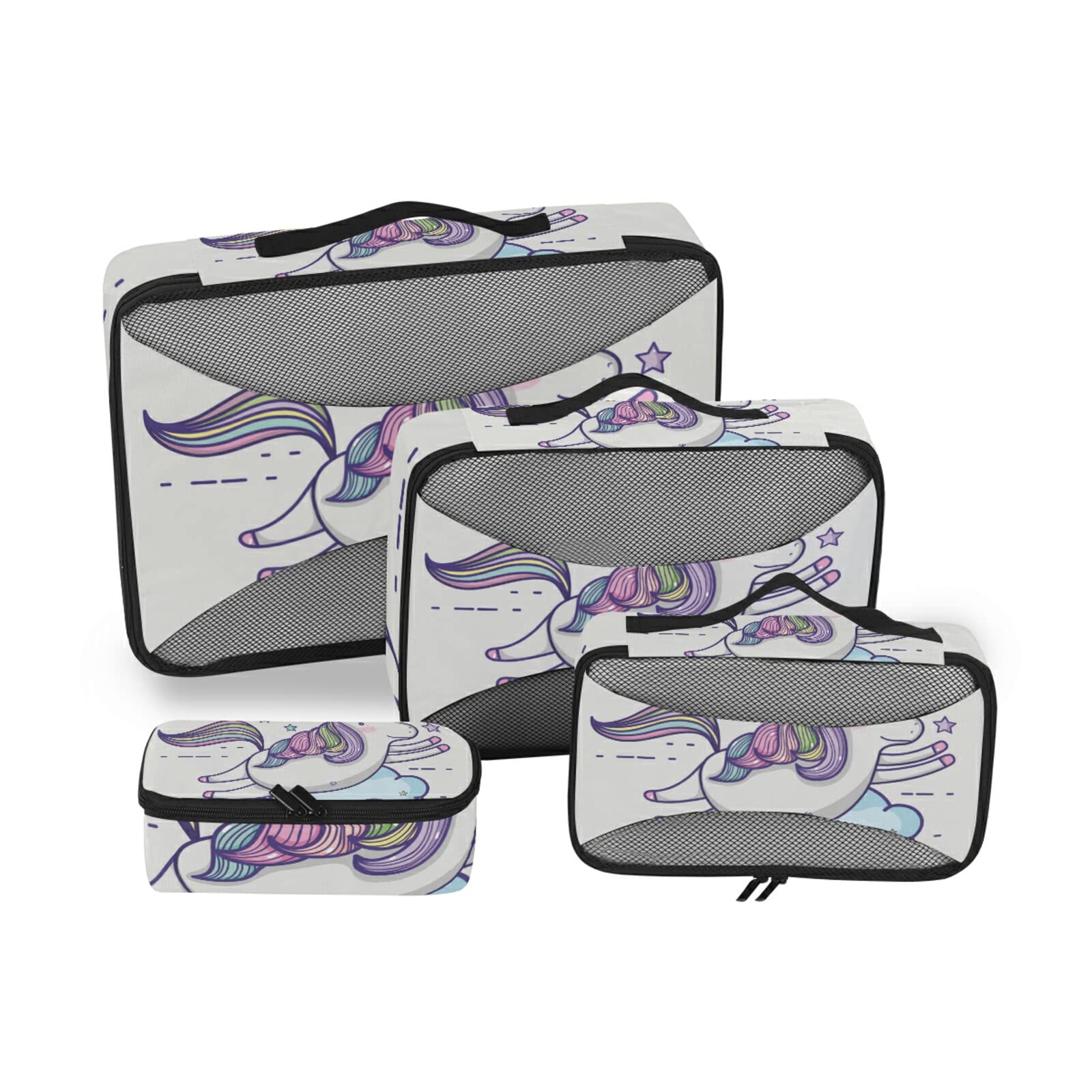 **Premium Cloud Unicorn Travel Packing Cubes Set - 4 Sizes for Luggage, Toiletry & Laundry Organization - Perfect for Kids, Women & Family Vacations - Ideal for Airplane, Camping & Business Trips**