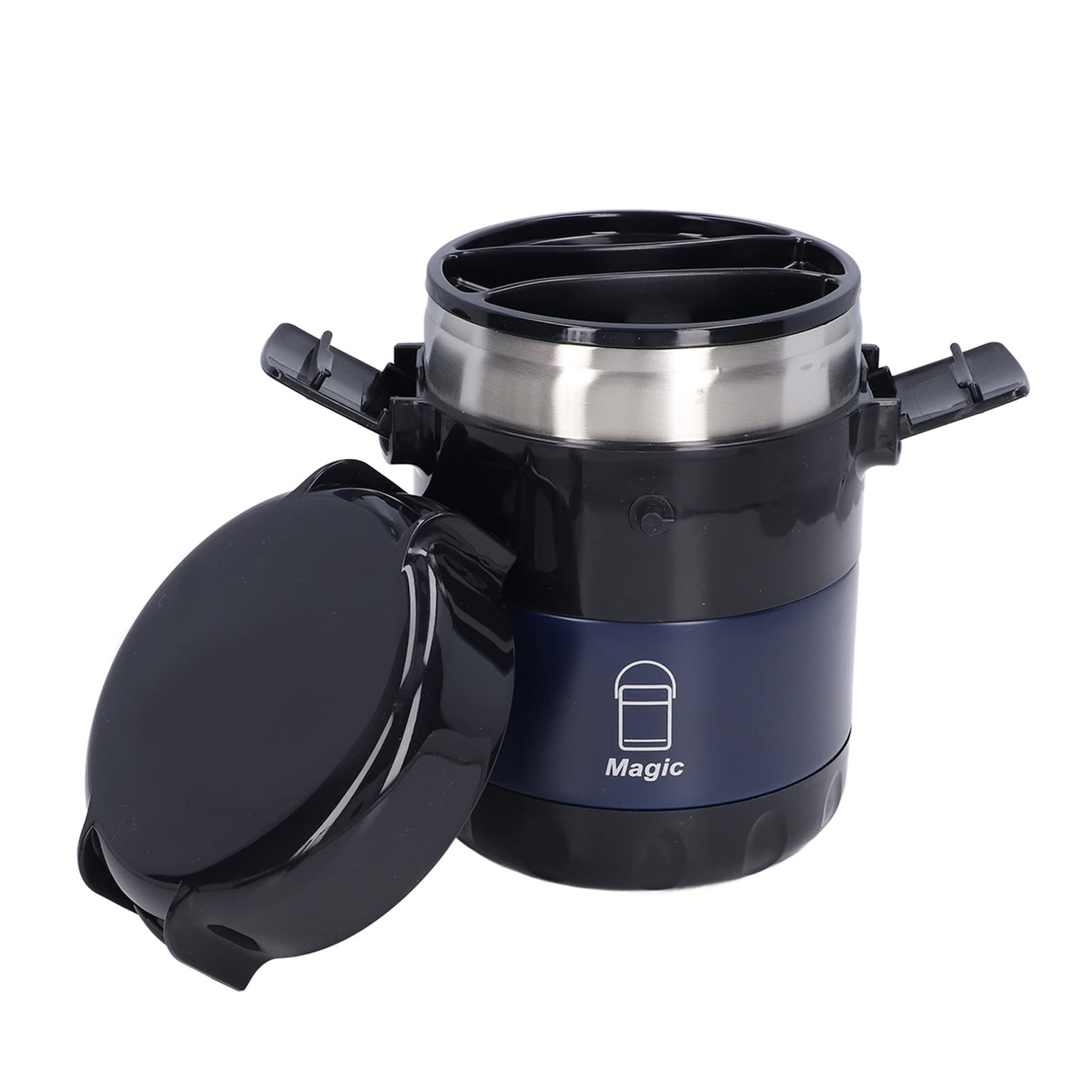 Premium Vacuum Insulated Food Jar - 18oz Leak-Proof Stainless Steel Lunch Container with Lock Temperature Technology & Adjustable Strap - Ideal for Office, School, Picnics & Outdoor Activities - Deep Blue