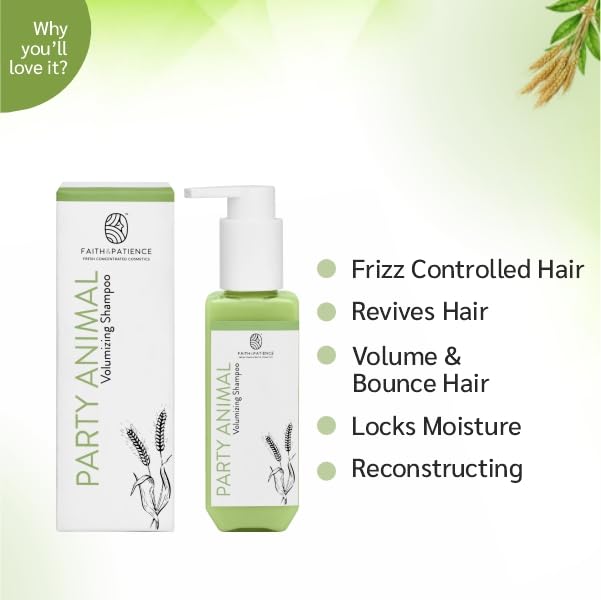 Faith & Patience Party Animal Volumizing Shampoo with Camel Milk Conditioner - 2 Pack (200ml Each) for Thicker, Fuller Hair - Perfect for Daily Use & Special Occasions