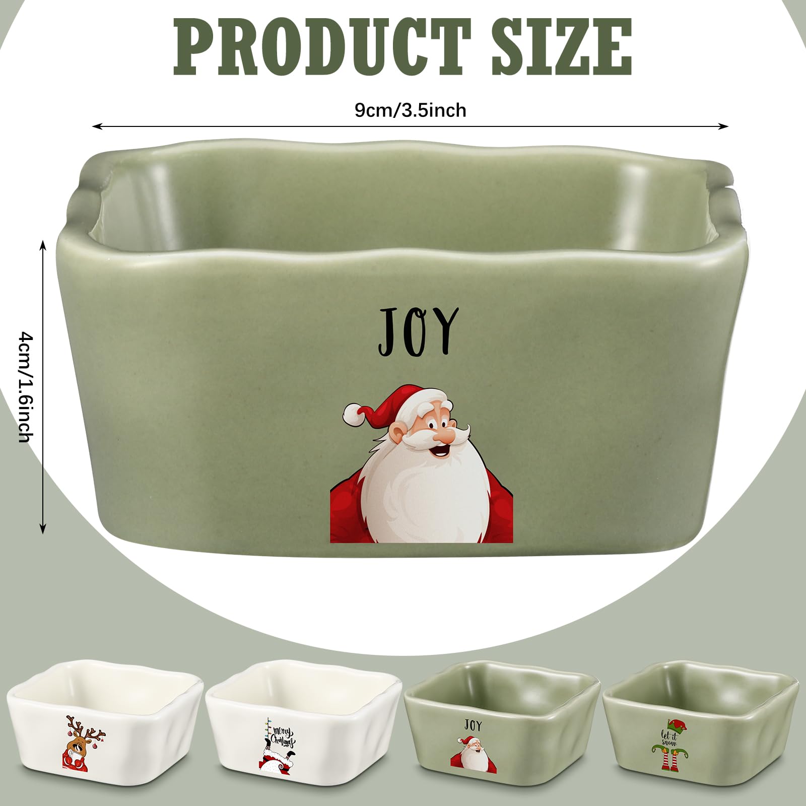 4-Piece Christmas Bowls Set - 3.5 x 1.6 Inch Festive Serving Dishes for Holiday Parties, Christmas Dips, Candy & Appetizers - Durable & Adorable Tableware for Christmas Entertaining & Home Decor