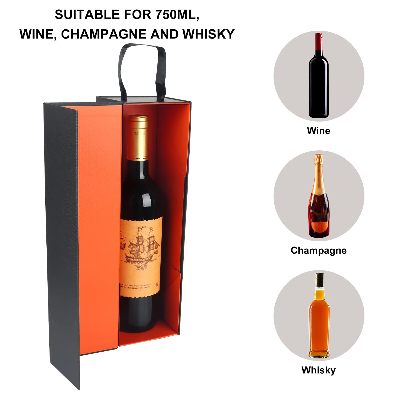 Premium Magnetic Collapsible Wine Gift Box 12.8x3.8x3.8 Inches - Elegant Gold Bottle Packaging for Liquor, Champagne & Holiday Presents - Perfect for Christmas Gifts, Housewarming Parties & Anniversary Celebrations