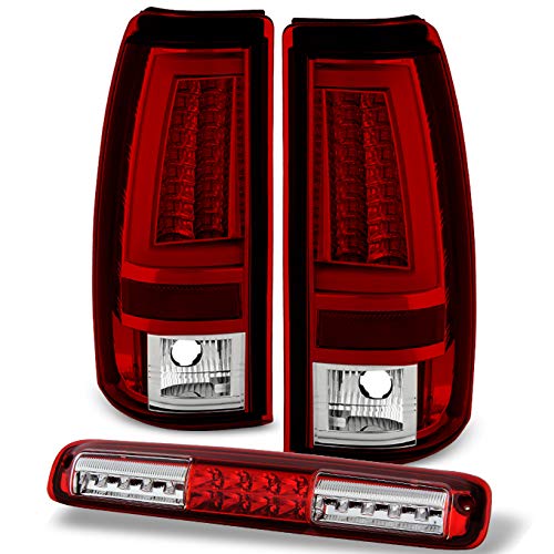 AKKON Red Clear LED Tail Brake Lights + LED 3rd Cargo Lamp for 1999-2003 Chevy Silverado & GMC Sierra Trucks - Waterproof, Easy Installation, Enhanced Visibility for Night Driving & Off-Road Adventures