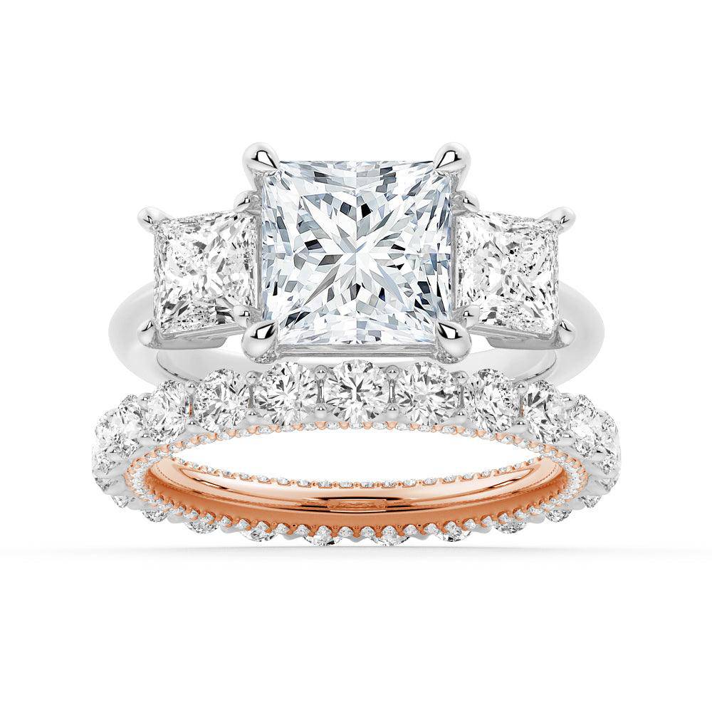 Princess Cut Three Stone Moissanite Engagement Ring - 14K White Gold Wedding Band for Women | Perfect Proposal, Anniversary & Bridal Jewelry Gift