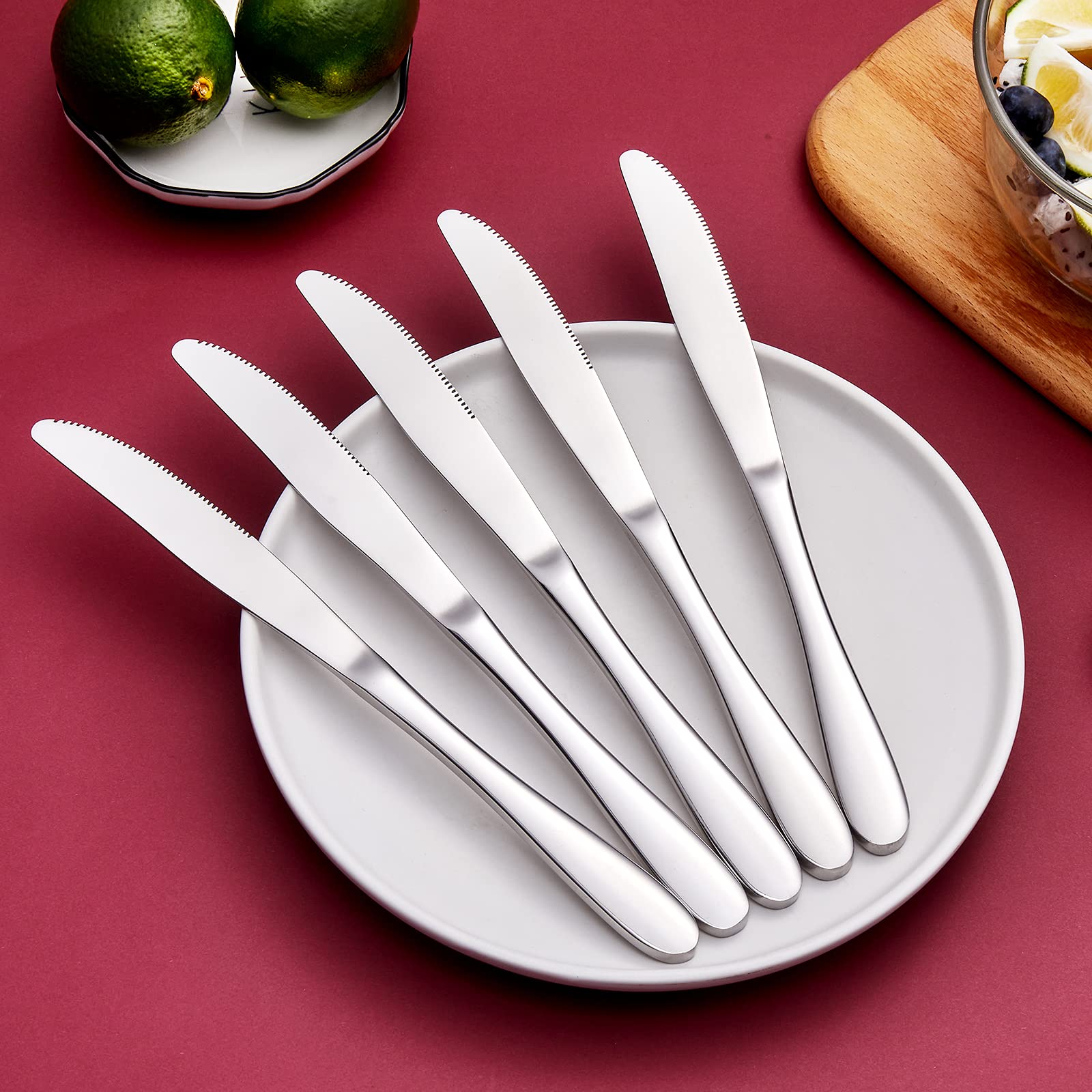 16-Piece Stainless Steel Dinner Knives Set - 9.1 Inch Sharp Table Knives for Steak, BBQ & Everyday Dining - Dishwasher Safe Cutlery for Restaurant, Home & Party Use