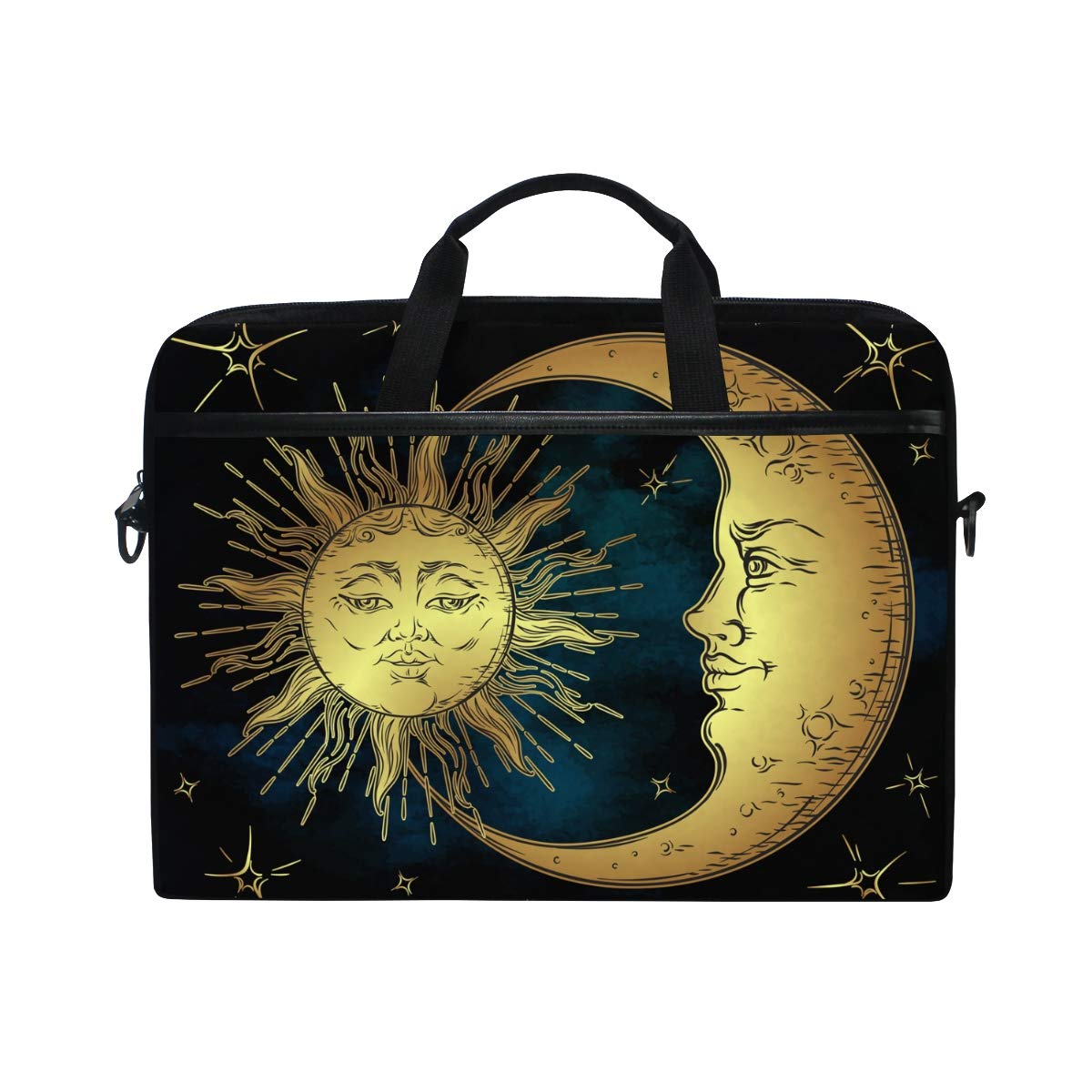 AGONA Tarot Golden Sun and Moon Trippy Laptop Messenger Bag - 15 Inch Shoulder Bag with Sleeve for 14-15 Inch Laptops, Notebooks, Ultrabooks & Chromebooks - Perfect for Work, Travel & Boho Style