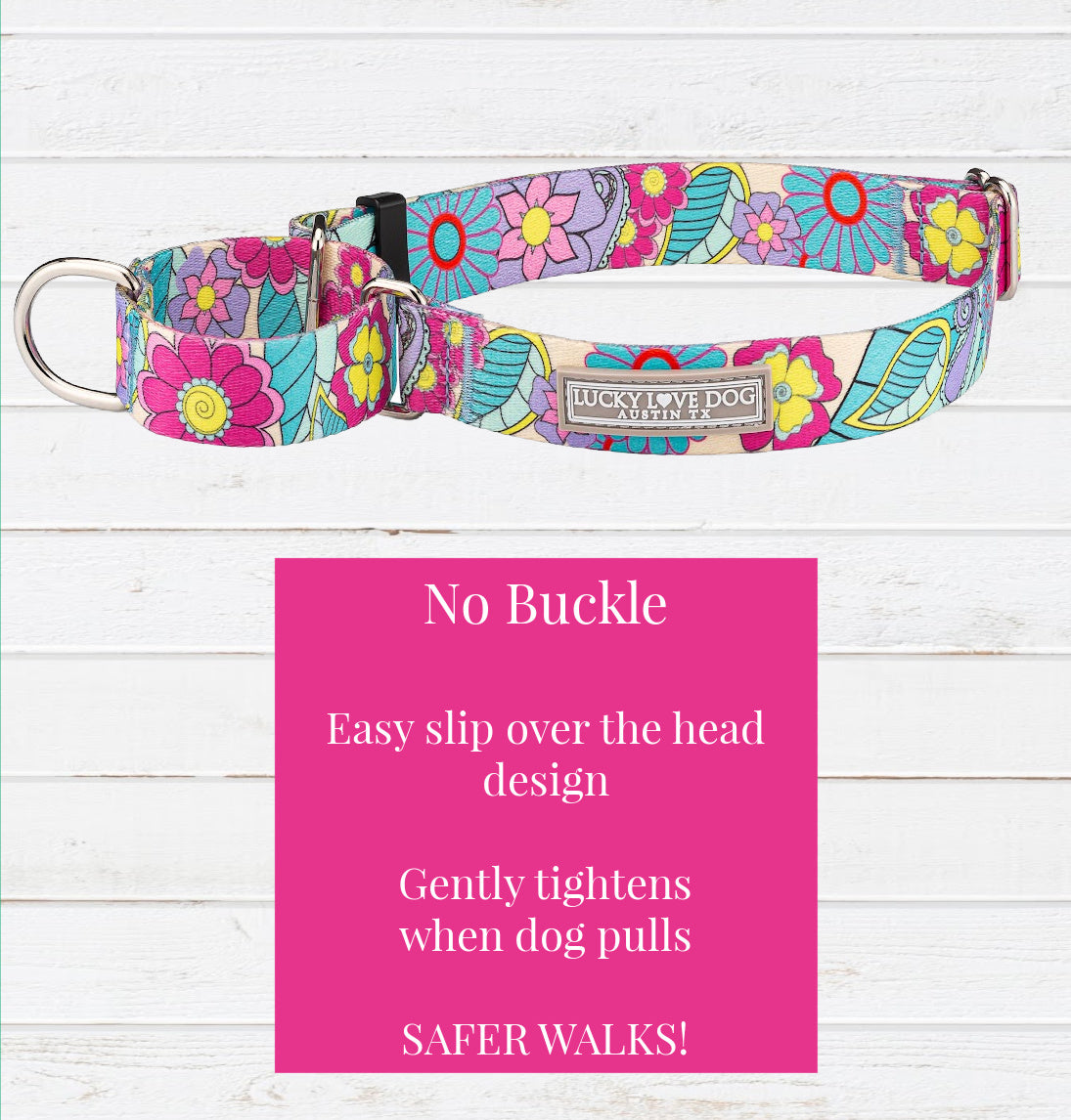 Caroline Martingale Dog Collar - Adjustable Nylon Pet Collar with Quick-Release Buckle for Small Medium Dogs - Perfect for Daily Walks, Training & Outdoor Adventures