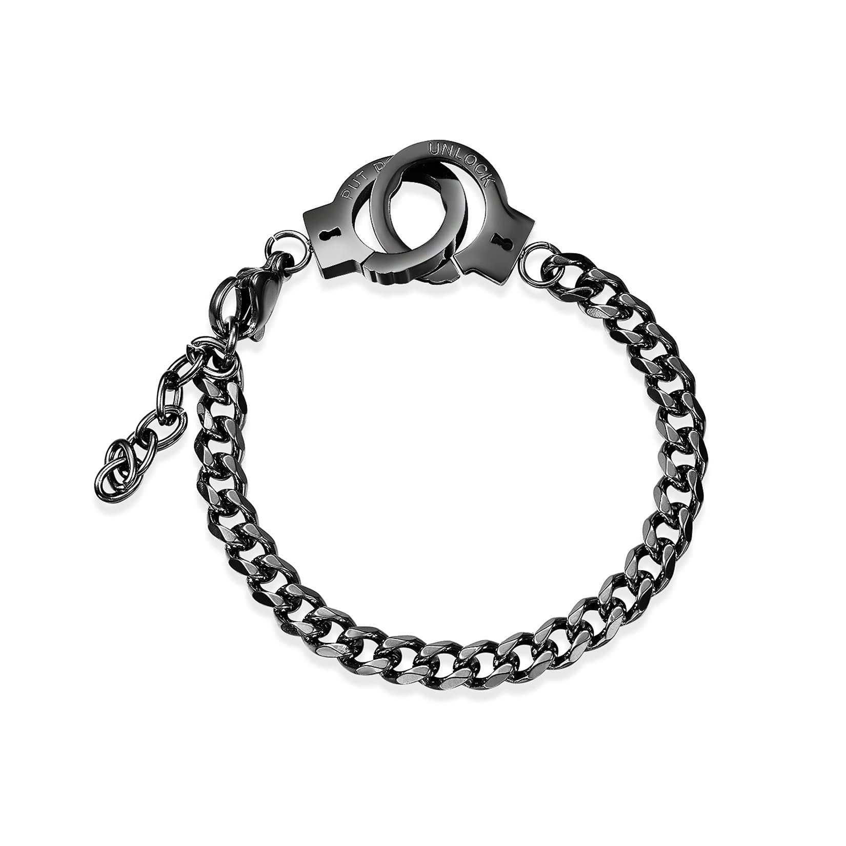 AILUOR Stainless Steel Handcuff Bracelet for Women & Men - Adjustable Link Anklet & Best Friend Statement Jewelry - Handcuff Design Partner in Crime Bracelet - Perfect for Couples, BFFs & Fashion Accessories