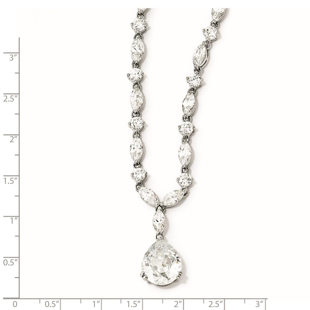 925 Sterling Silver Pear CZ Cubic Zirconia Simulated Diamond Pendant Necklace for Women - 17 Inch Chain with Box Catch Closure | Elegant Jewelry for Parties, Weddings & Everyday Wear