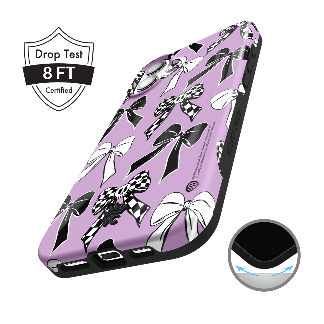 Beetlejuice Bows Design iPhone Case - Stylish & Protective Phone Cover for iPhone 13/14/15 Pro Max - Perfect for Halloween, Cosplay & Movie Fans