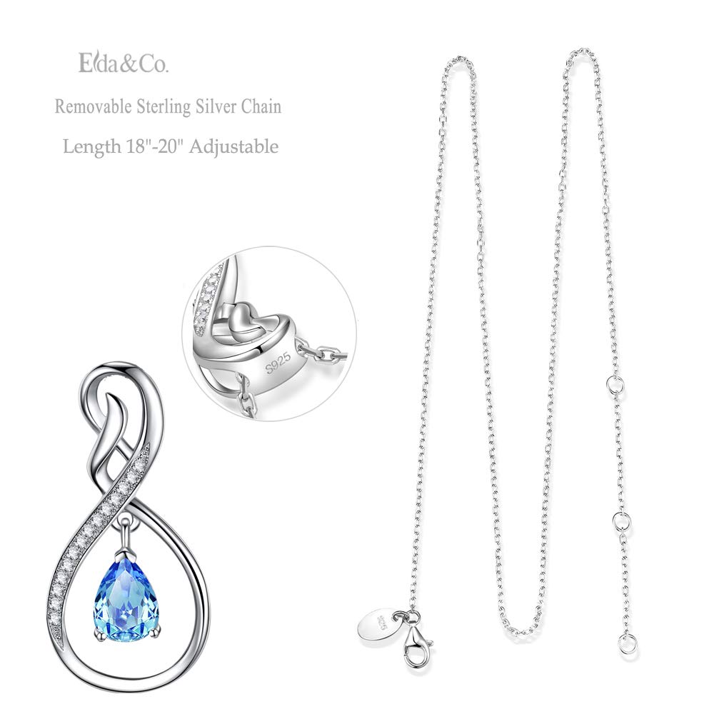 Forever Love Infinity Necklace for Women - 925 Sterling Silver with March April May Birthstones (Aquamarine, Emerald & More) | Thoughtful Birthday Gift for Wife, Mom & Her | Perfect for Anniversaries, Valentine's Day & Special Occasions