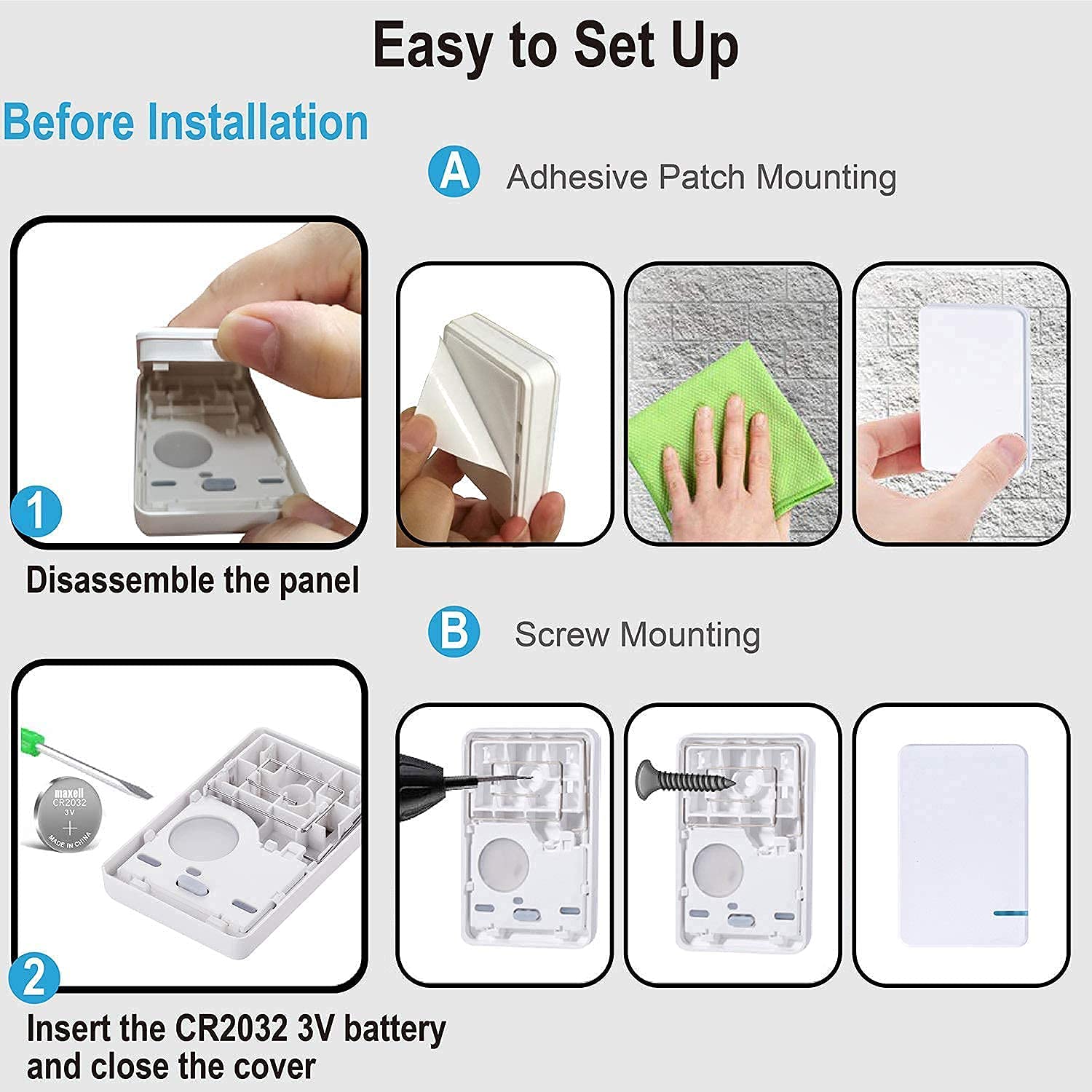 Thinkbee Wireless Light Switch and Receiver Kit - No Wiring Needed, Remote Control for Outdoor Lights, Ceiling LED Lamps (3 Switches + 1 Receiver) - Perfect for Home, Garage, and Backyard Lighting Control