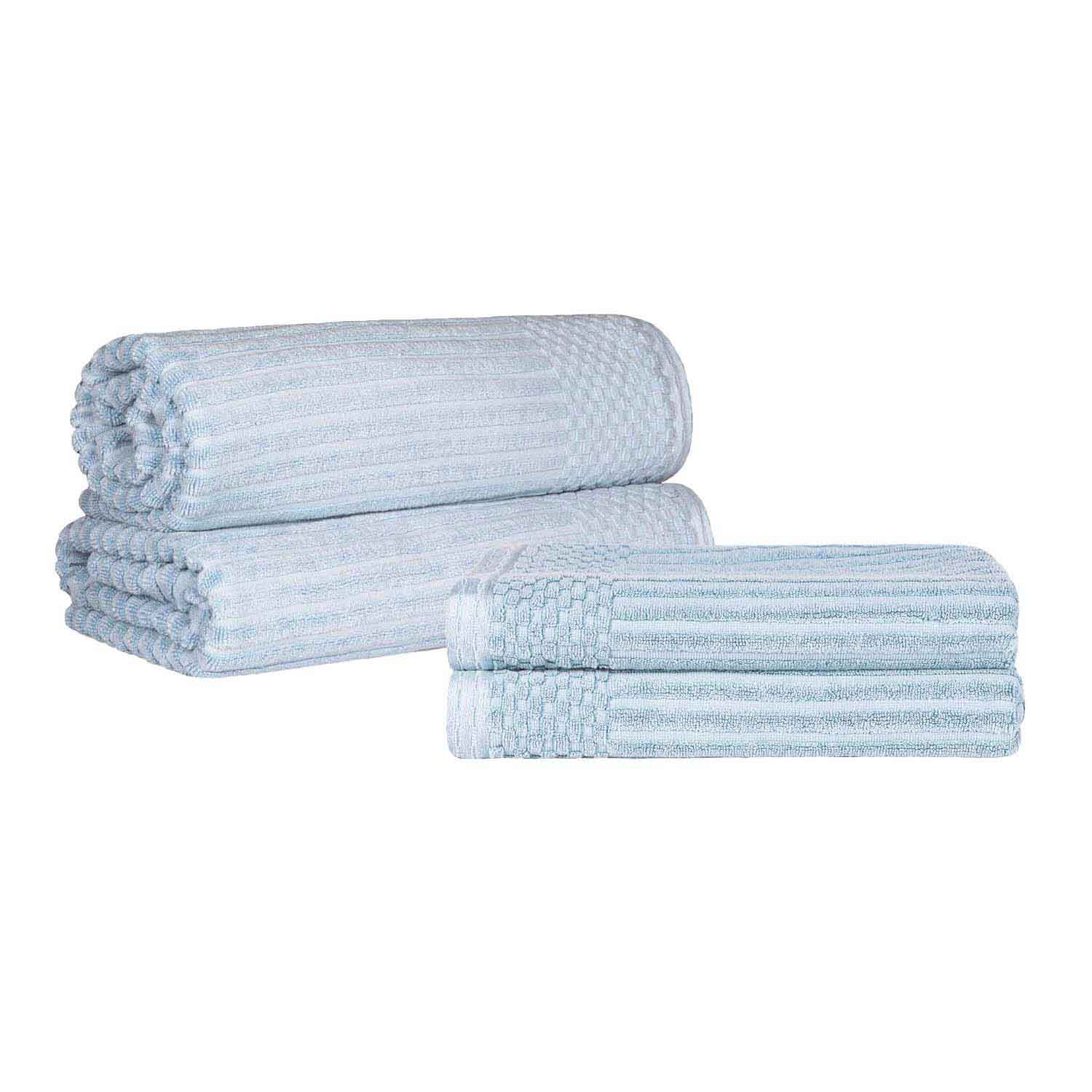 Premium Soho Ribbed Textured Cotton Bath Towel Set - Ultra Absorbent & Quick Dry - Luxury Spa & Bathroom Towels for Hotel, Home, Gym Use
