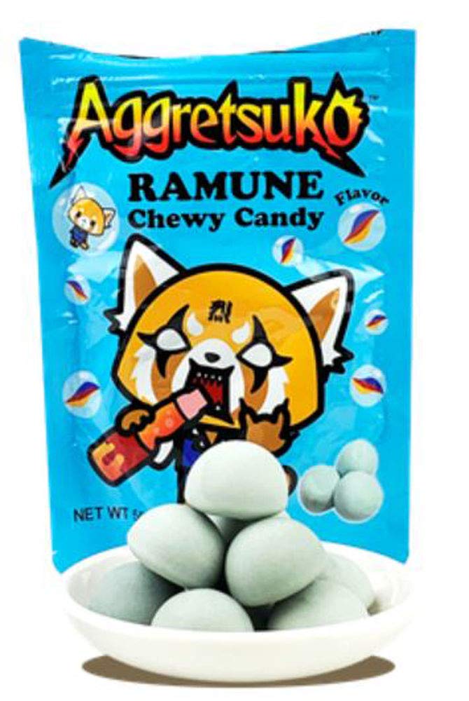 Aggretsuko Ramune Milk Chewy Candy - 50g (8 Packs) | Japanese Soft Candy for Anime Lovers, Office Snacks & Party Favors