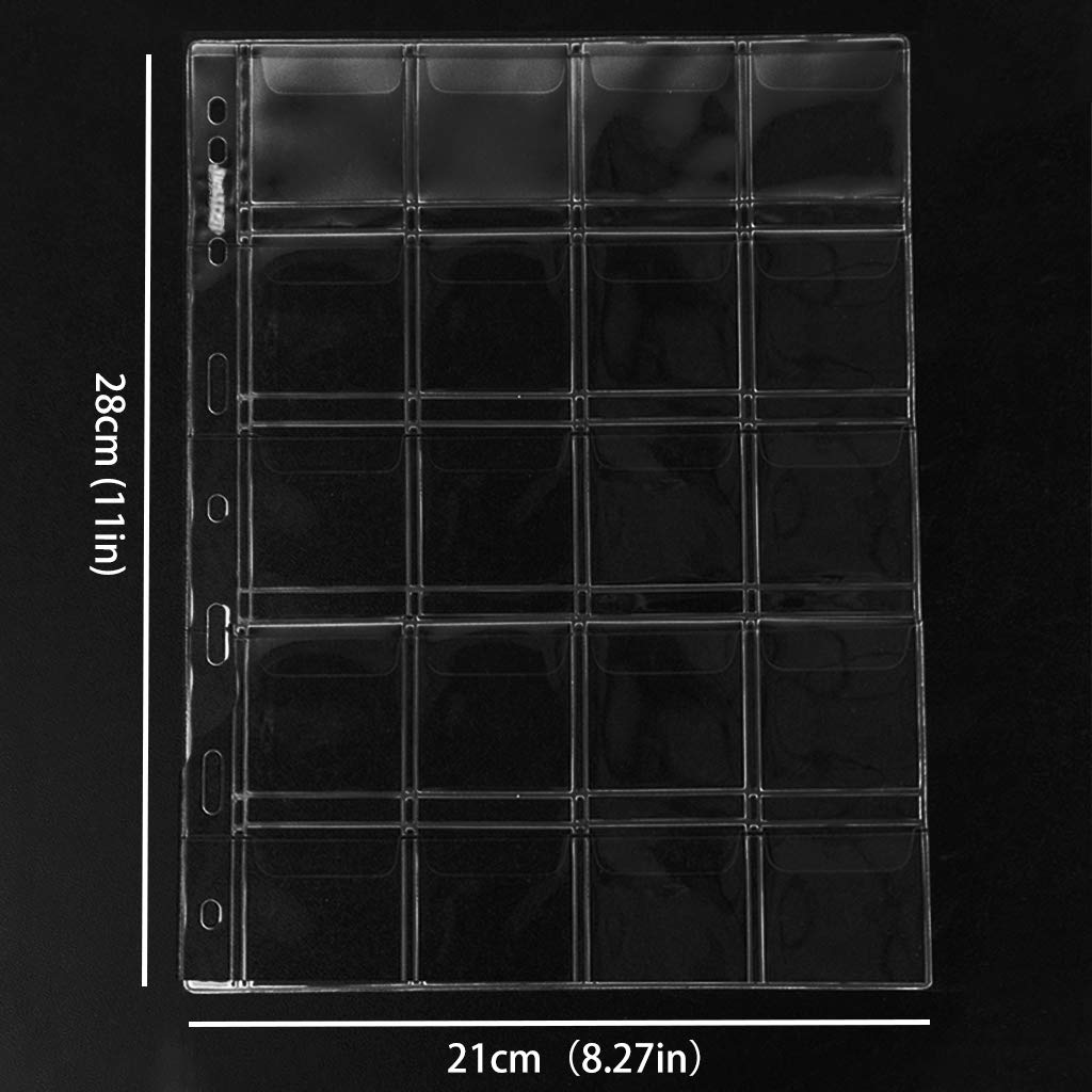 200-Pocket Coin Collection Binder Pages - 10 Acid-Free Loose Leaf Sheets for 45x45mm (1.77x1.77 Inch) Medallions, Coins, Stamps & Currency | Perfect for Organizing, Trading & Displaying Collectibles