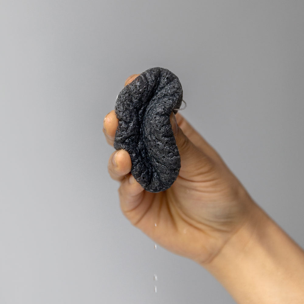 Konjac Kare Bamboo Charcoal Sponge - Natural Exfoliating Facial & Body Scrubber for Deep Cleansing | Perfect for Daily Skincare Routine & Makeup Removal