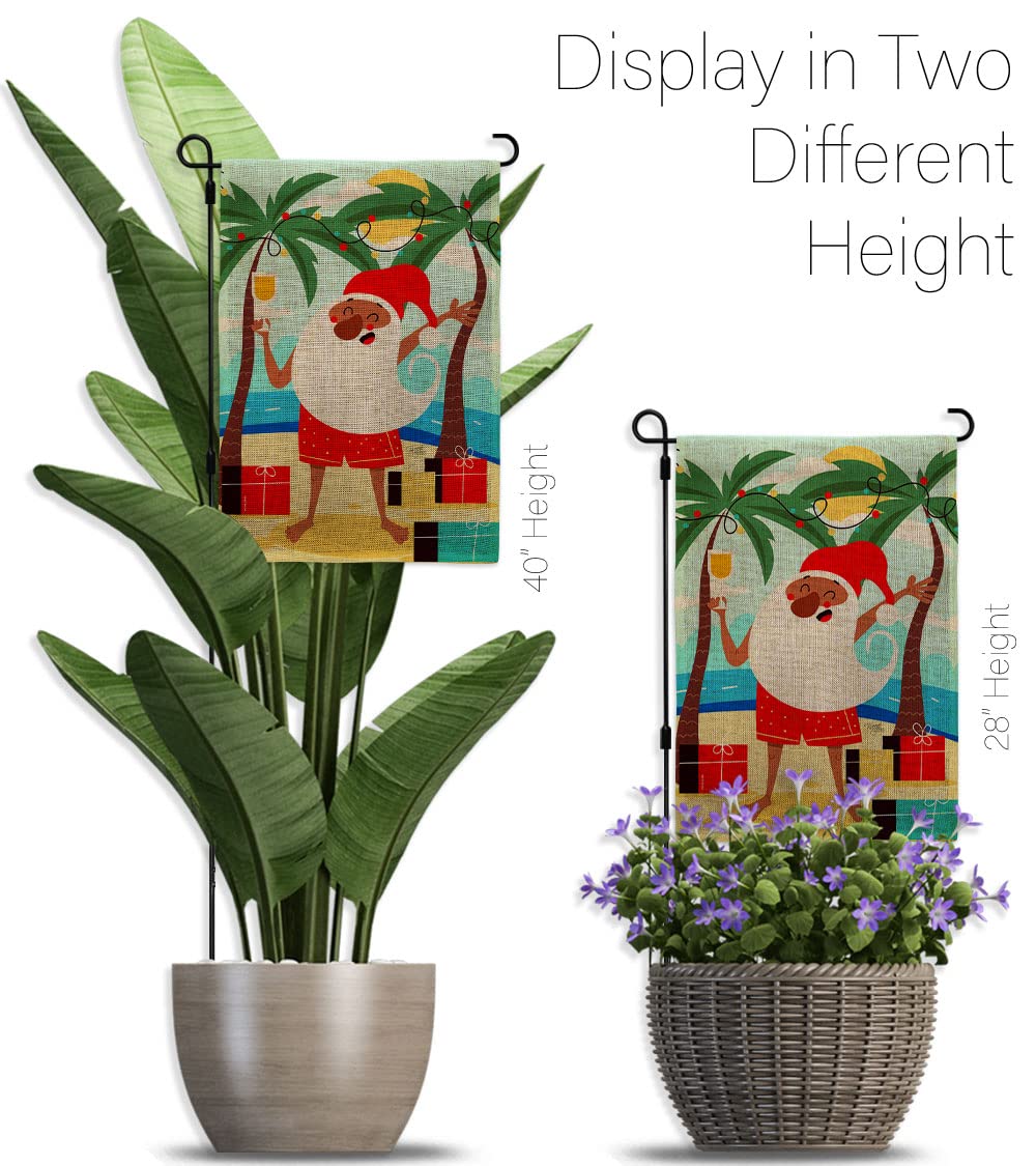 Santa Burlap Garden Flag - Double-Sided USA Made for Christmas & Summer Decor