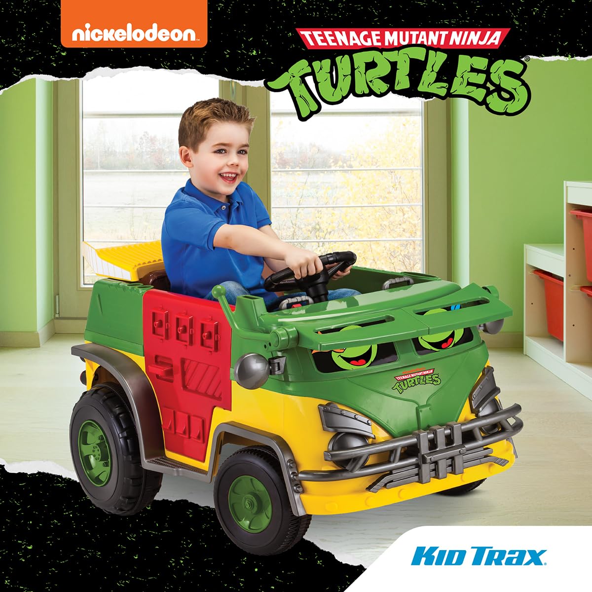 Kid Trax Teenage Mutant Ninja Turtles 12V Ride-On Party Wagon - Ultimate TMNT Electric Car for Kids with Lights, Sounds & Parental Control | Long-Lasting Battery | Speeds up to 5 MPH | Perfect for Birthday Gifts, Outdoor Play & Pretend Driving Adventures