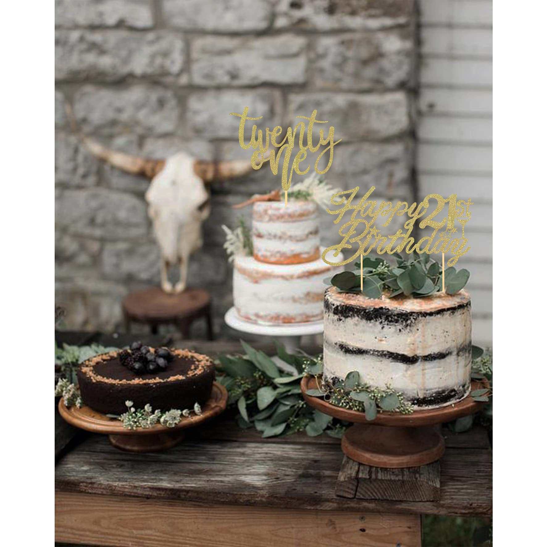 21st Birthday Cake Topper - Gold Glitter 21 Cake Decorations for Happy Birthday & Wedding Anniversary Parties (6.5 Inch) - Perfect for Milestone Celebrations, Sweet 16, Graduation & Special Occasions