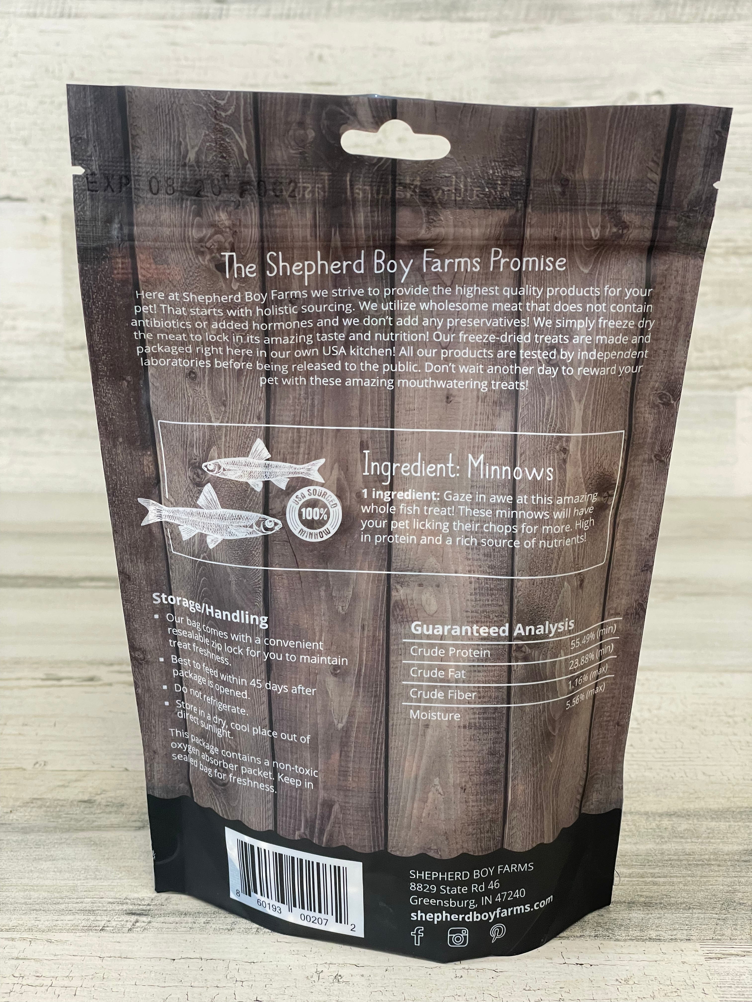 Shepherd Boy Farms Freeze Dried Minnows Dog Treats - 2oz Natural Protein Snacks for Small & Large Dogs - Perfect for Training Rewards and Dental Health