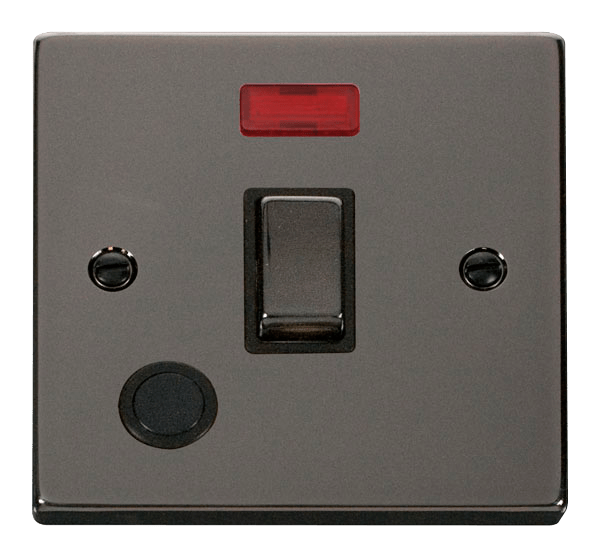 Click Deco Black Nickel 20A Double Pole Switch with Neon and Flex VPBN523BK - Modern Electrical Switch for Home & Office Lighting Control