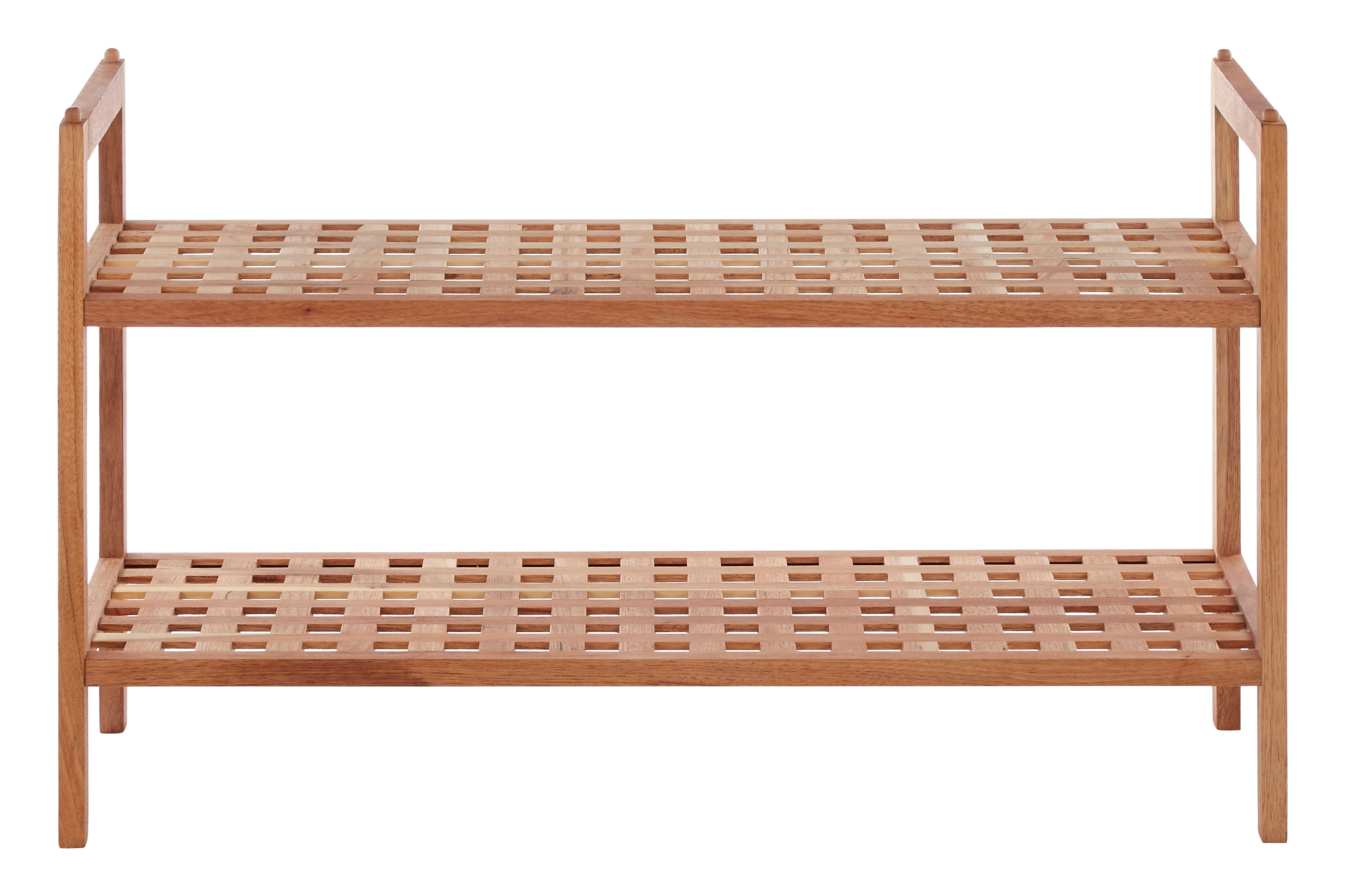 ARLA 2-Tier Wooden Shoe Rack with Grid Design - Space Saving Entryway Organizer for Shoes, Boots & Sandals - Perfect for Hallway, Closet & Bedroom Storage