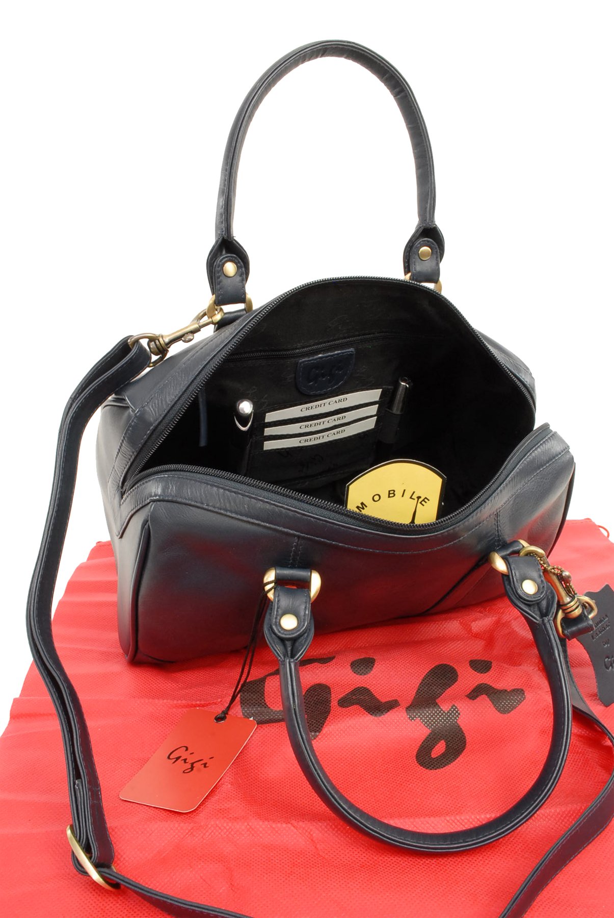 Gigi Women's Leather Top Handle Bag - Medium Ladies Handbag with Detachable Crossbody Strap & Heart Keychain Charm - Othello 5067 - Perfect for Work, Travel, and Everyday Use